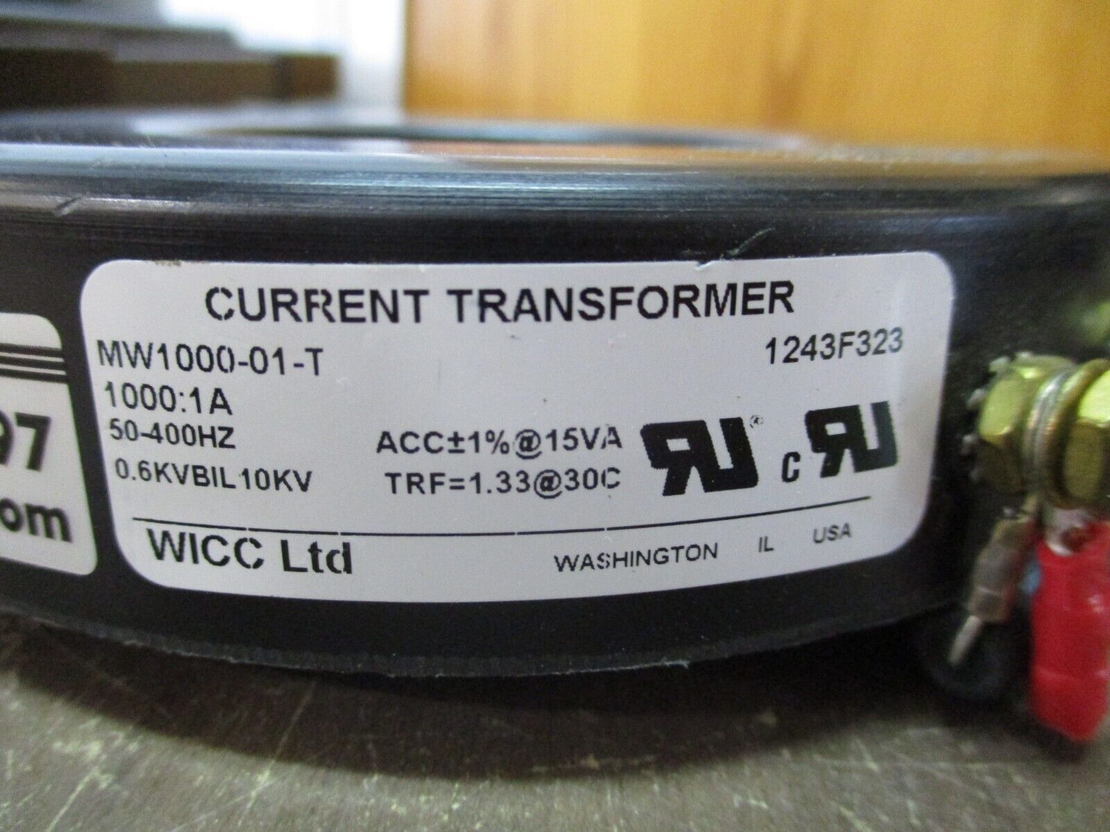 WICC Current Transformer MW1000-01-T Ratio 1000:1A 600V 50-400Hz 10kV BIL Used