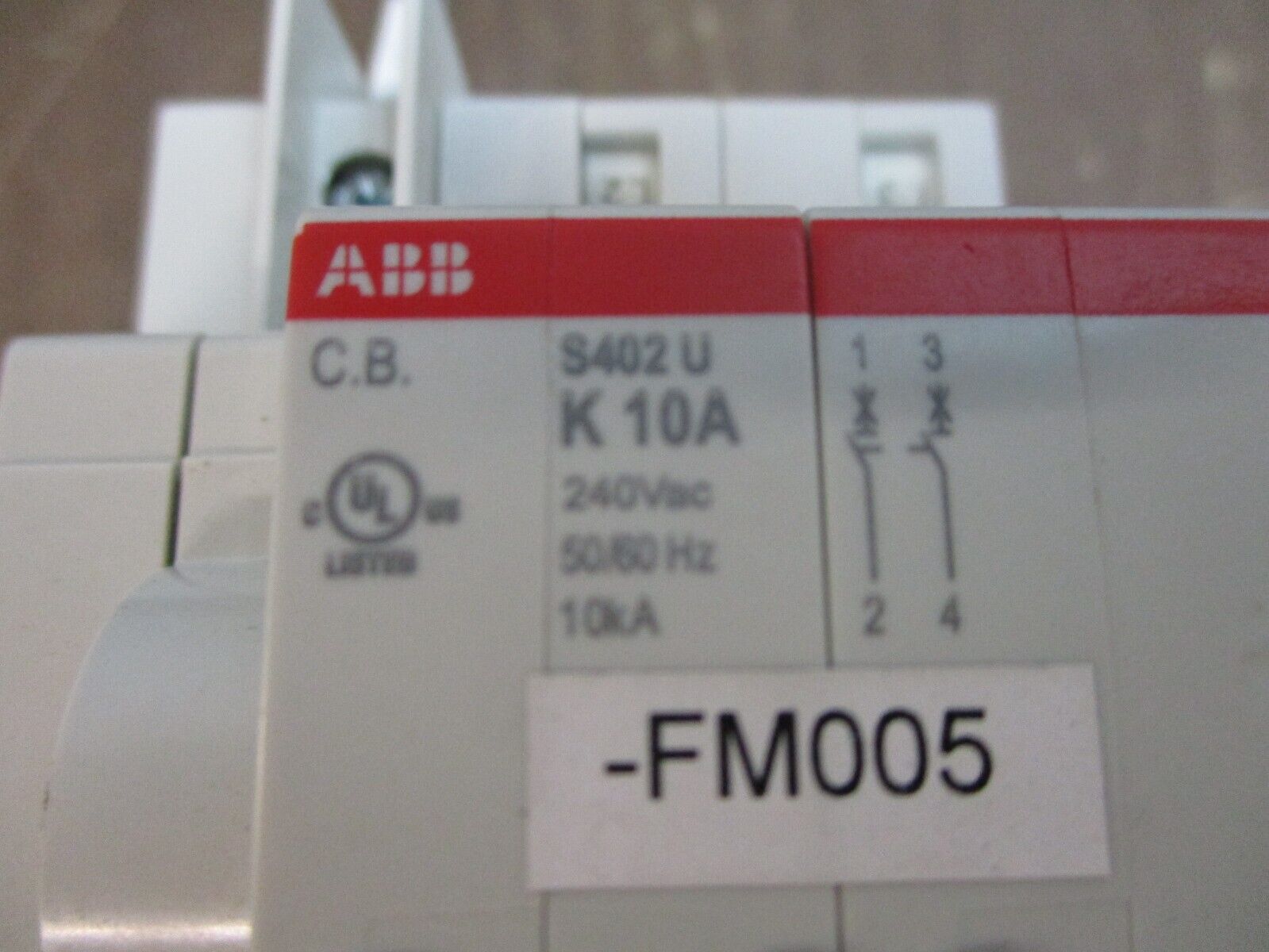 ABB Circuit Breaker S402 U K10A 10A 240V 2P w/ Aux Used