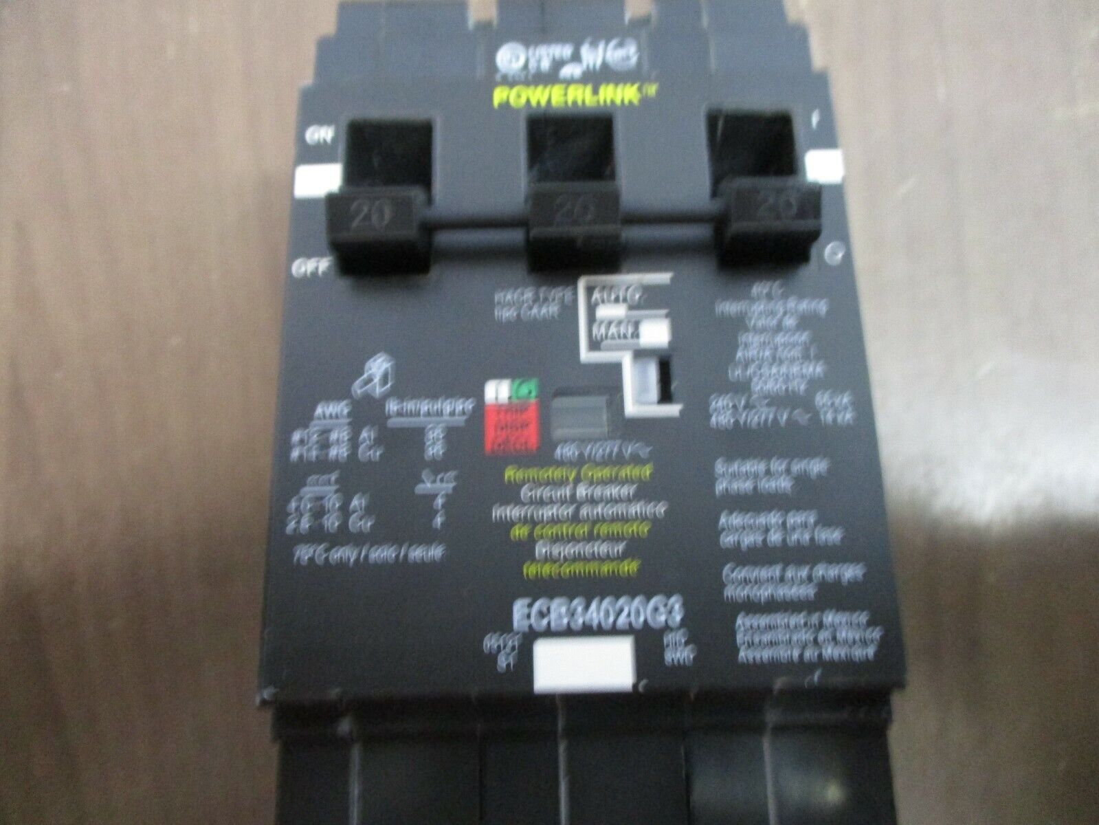 Square D PowerLink Circuit Breaker ECB34020G3 20A 480Y/277V 3P *No Box*