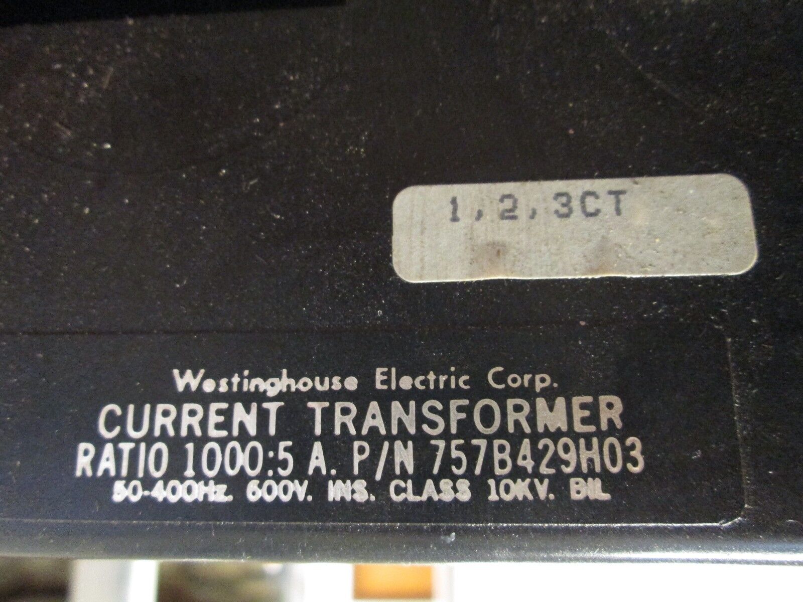 Westinghouse Current Transformer 757B429H03 Ratio 1000:5 10KV BiL Bussing Style