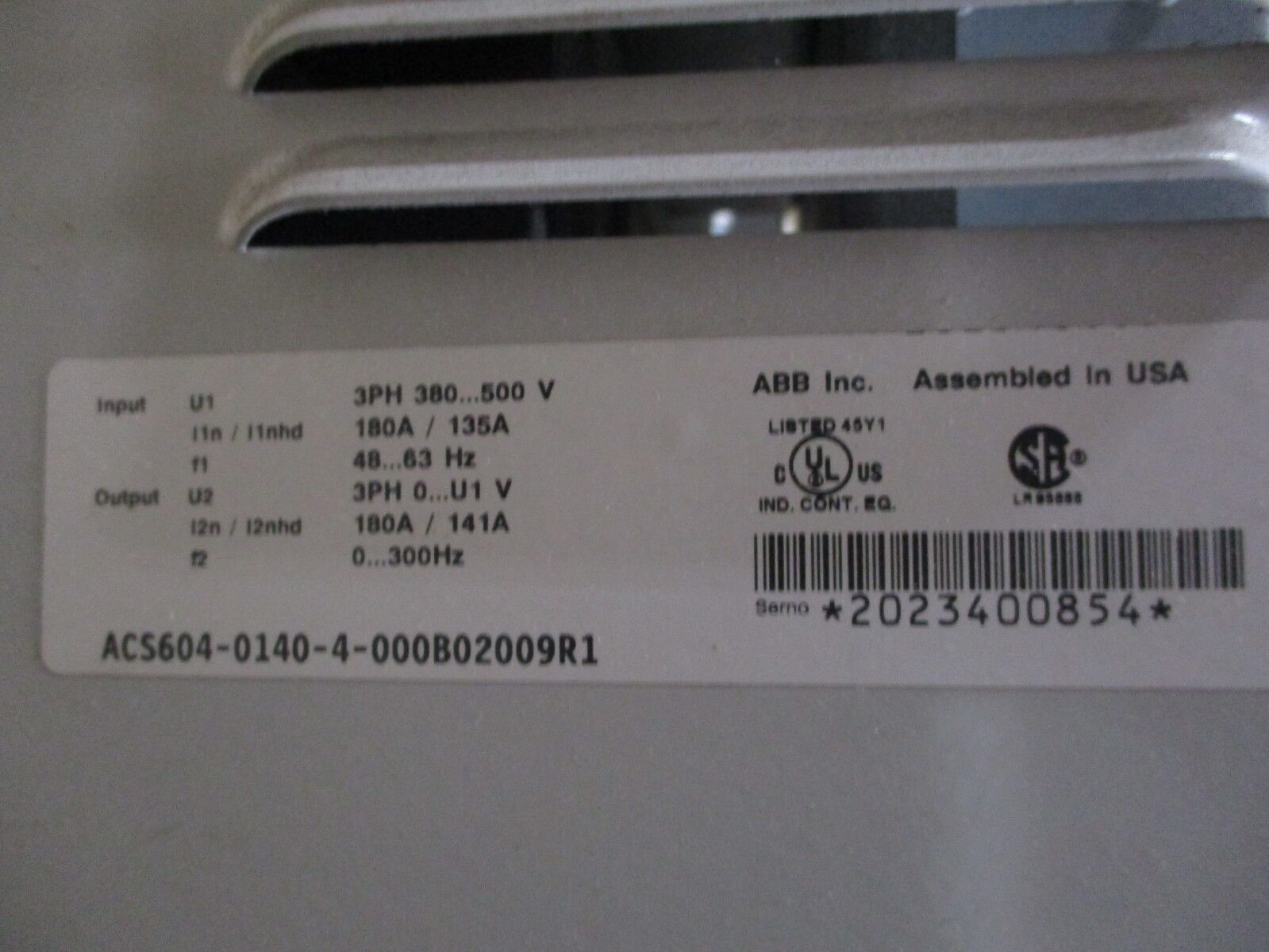 ABB ACS600 AC Drive ACS604-0140-4-000B02009R1 100HP 3Ph Used