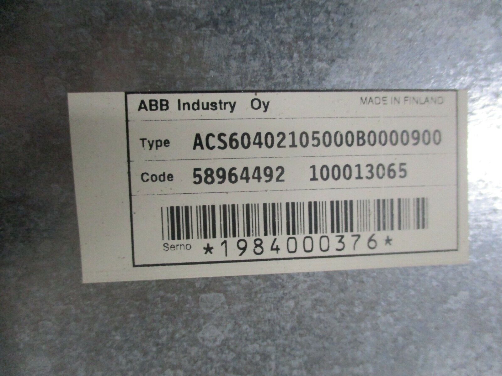 ABB ACS604 AC Drive ACS604-0210-4-000B0000900 200HP 3Ph Used