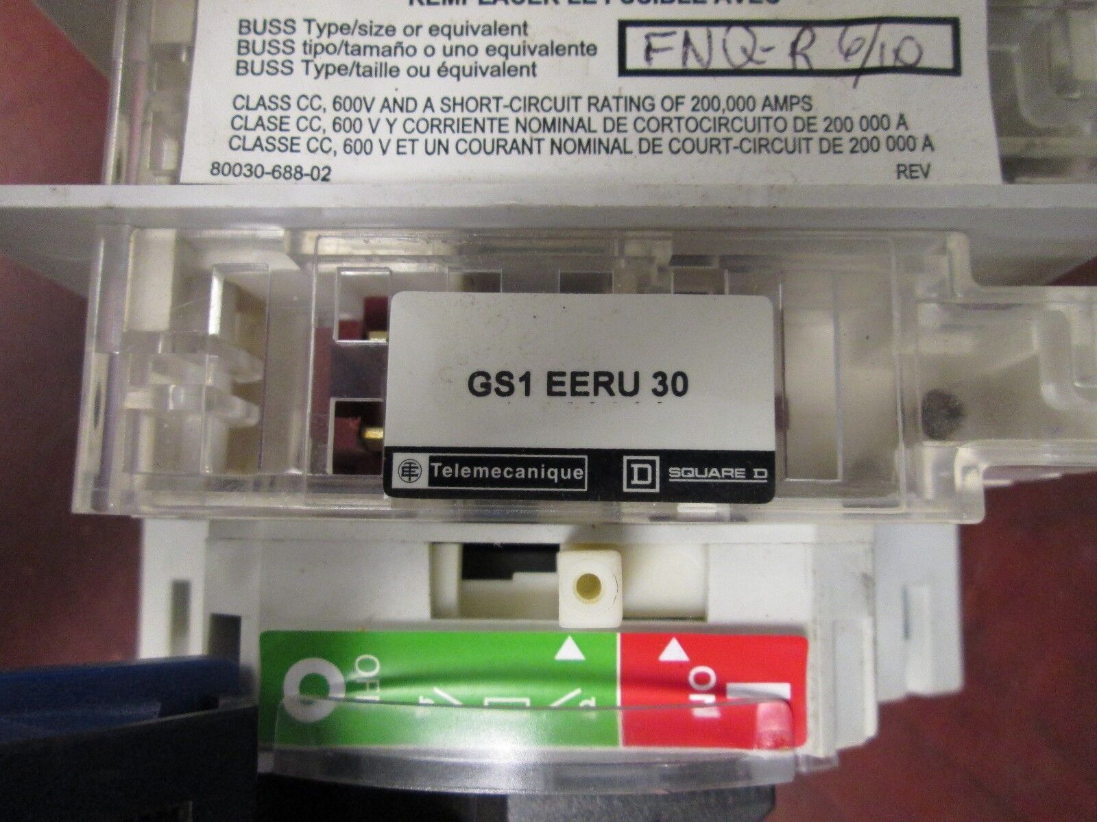 Telemecanique General Purpose Disconnect Switch GS1EERU30 30A 600V 3P 3Ph Used