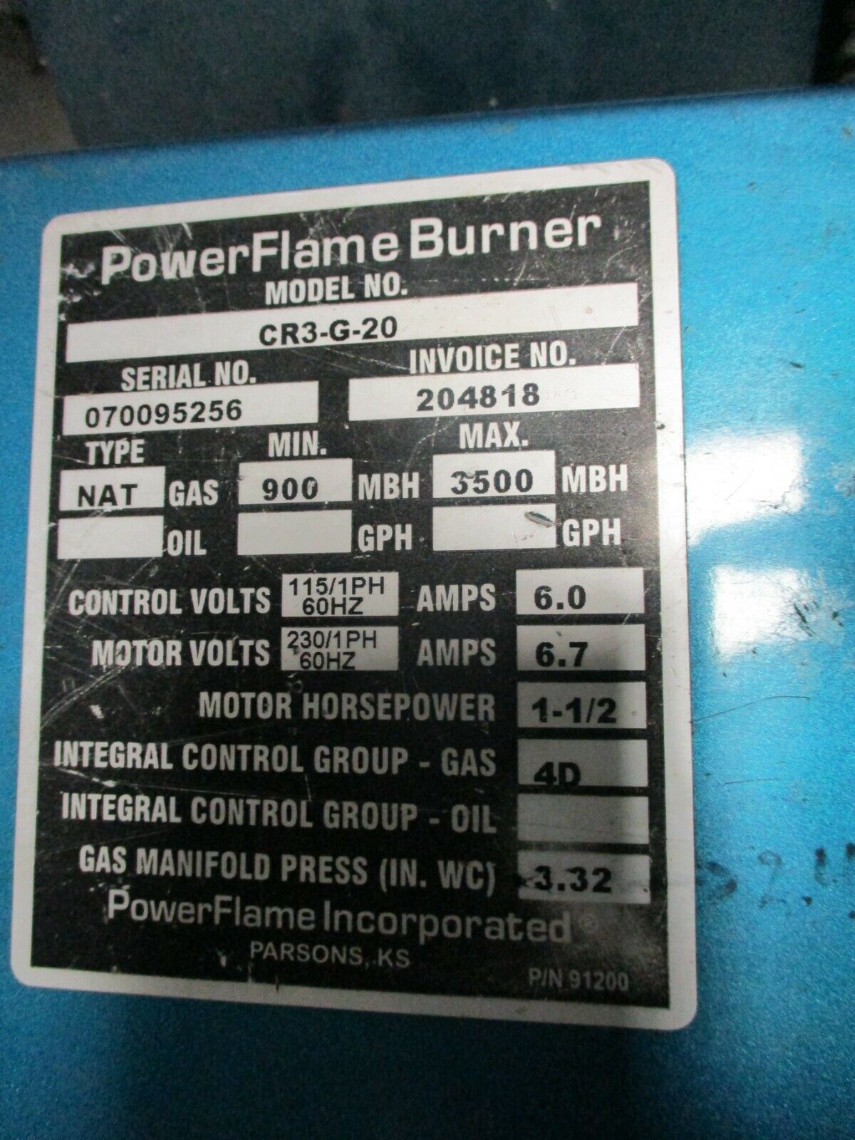 Ajax Natural Gas Boiler WFG 3500 3,500,000BTU In 2,870,000BTU Out 230V 1Ph Used