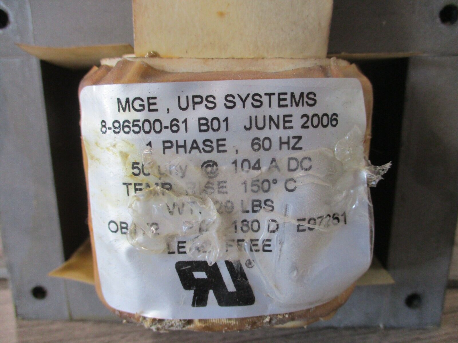 MGE Line reactor 8-96500-61 50uh 104A DC used.