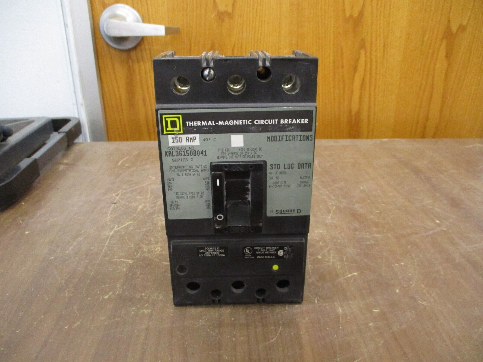 Square D Circuit Breaker KAL361508041 150A 600V 3P Used