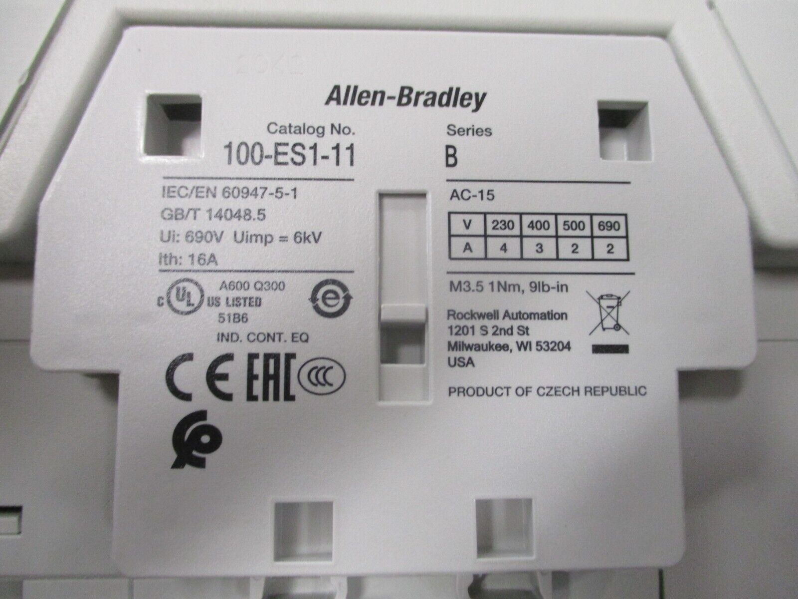 Allen-Bradley Contactor 100-E190KD11 Ser. B 100-250v AC/DC Coil 190A New Surplus