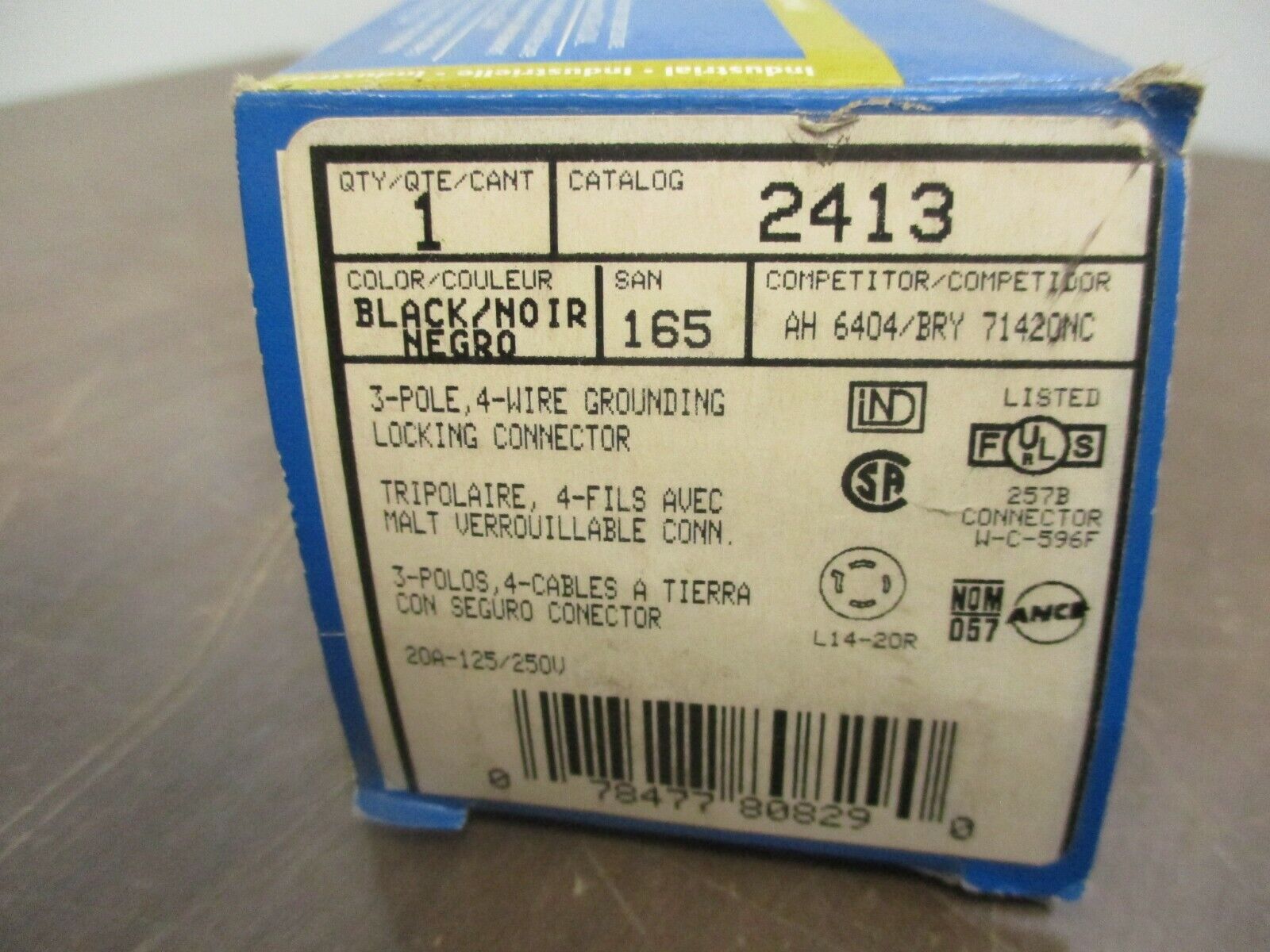 Leviton Locking Connector 2413 20A 125/250V 3P 4W New Surplus