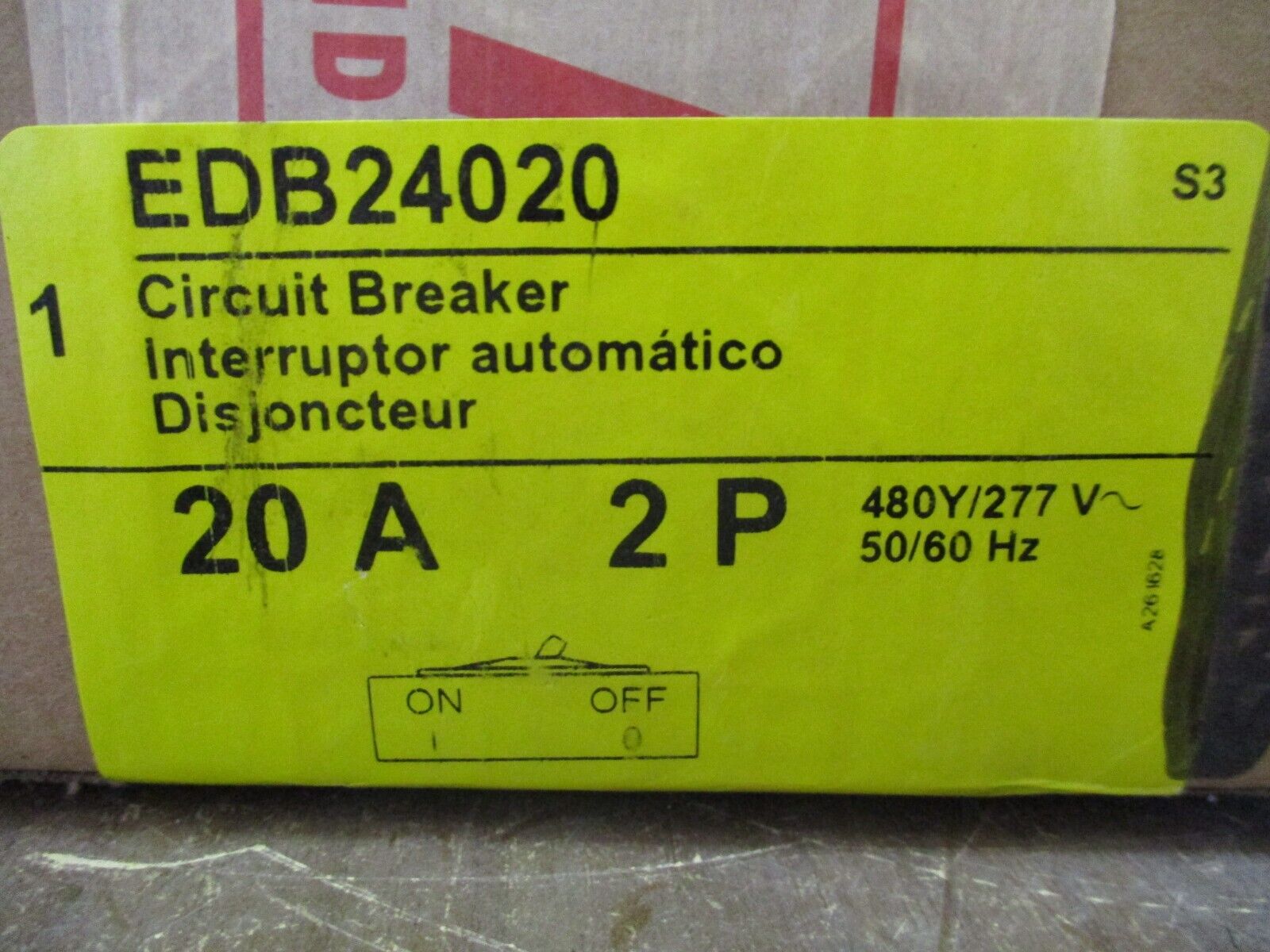 Square D Circuit Breaker EDB24020 20A 480Y/277V 2P New Surplus