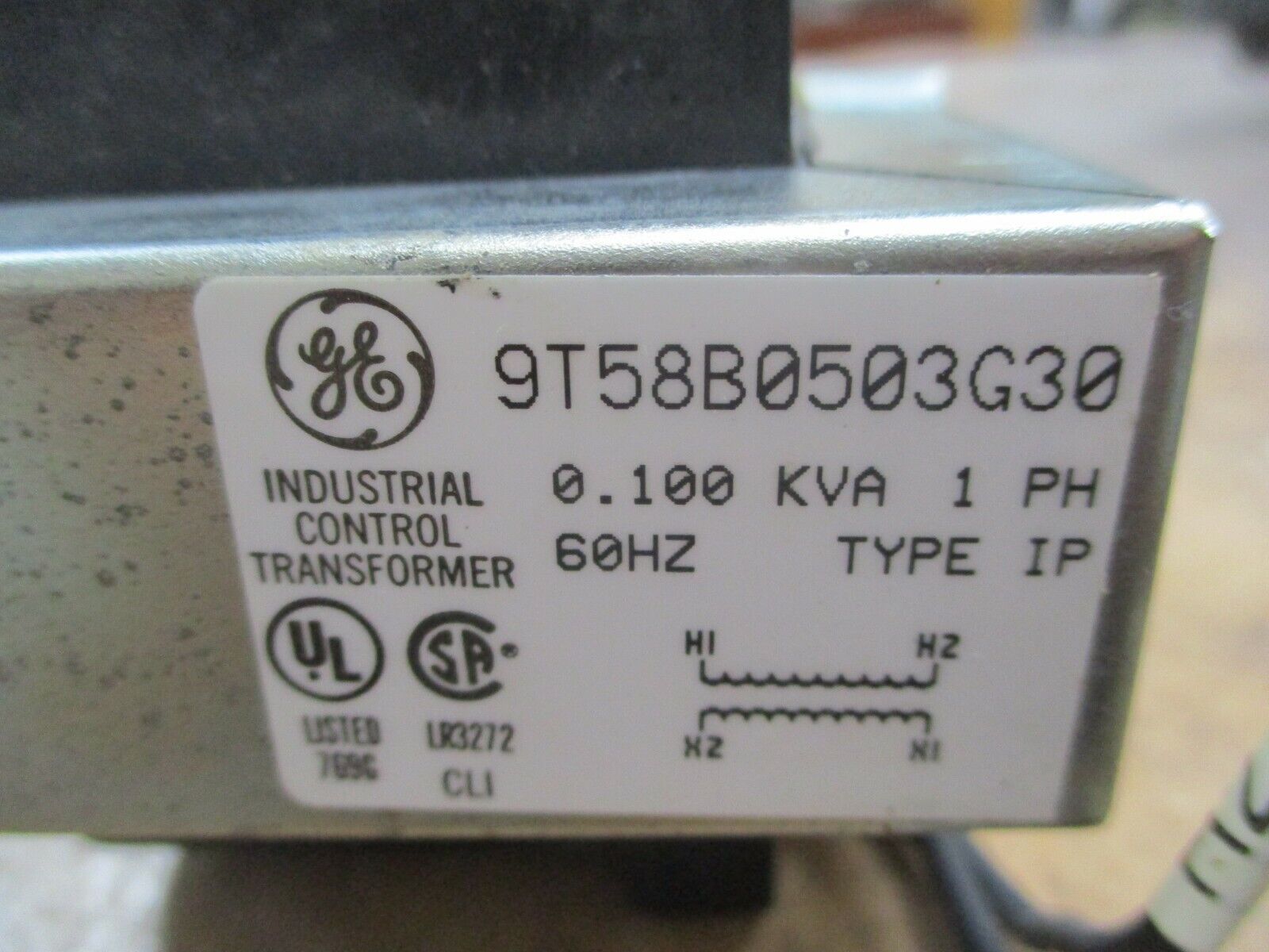 GE Type IP Control Transformer 9T58B0503G30 0.100KVA Pri:480V Sec:120V 1Ph Used