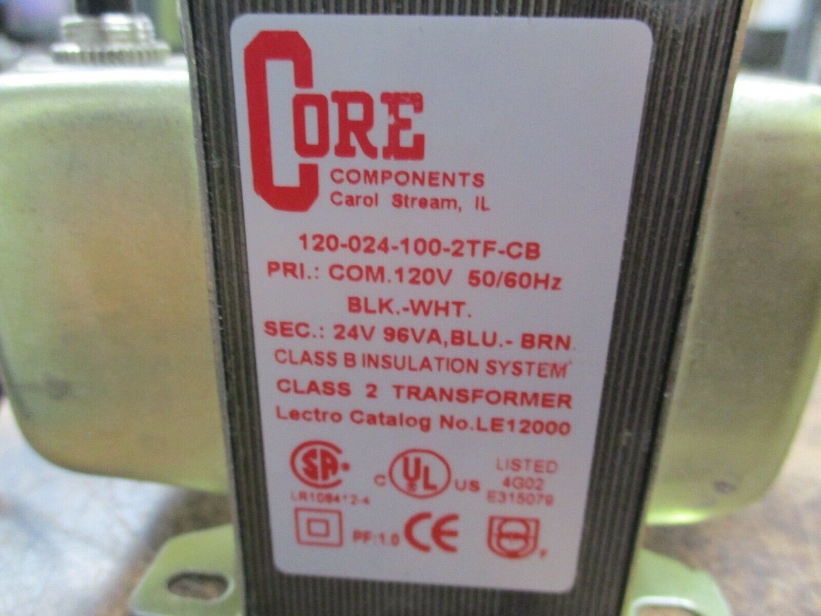 Core Components Transformer 120-024-100-2TF-CB Pri: 120V Sec: 24V 96VA 50/60Hz