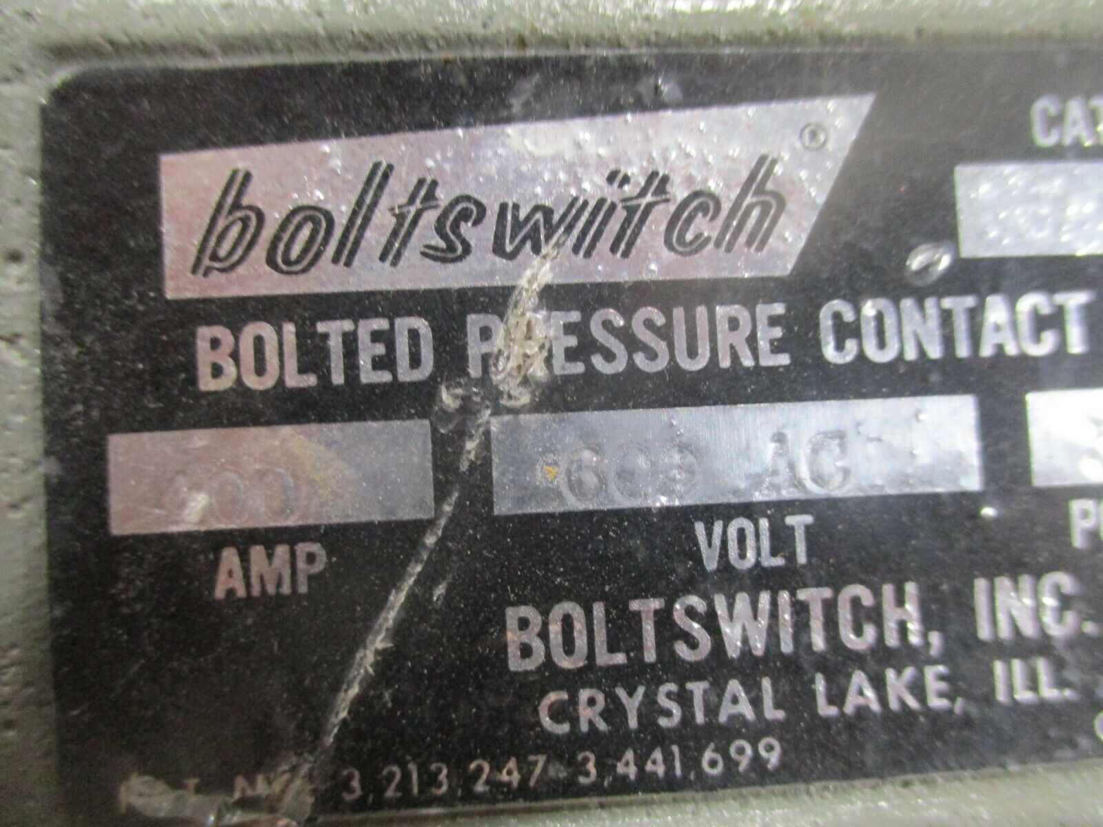 Boltswitch Bolted Pressure Contact Switch J 365WOL 400A 600V 3P 3W Used