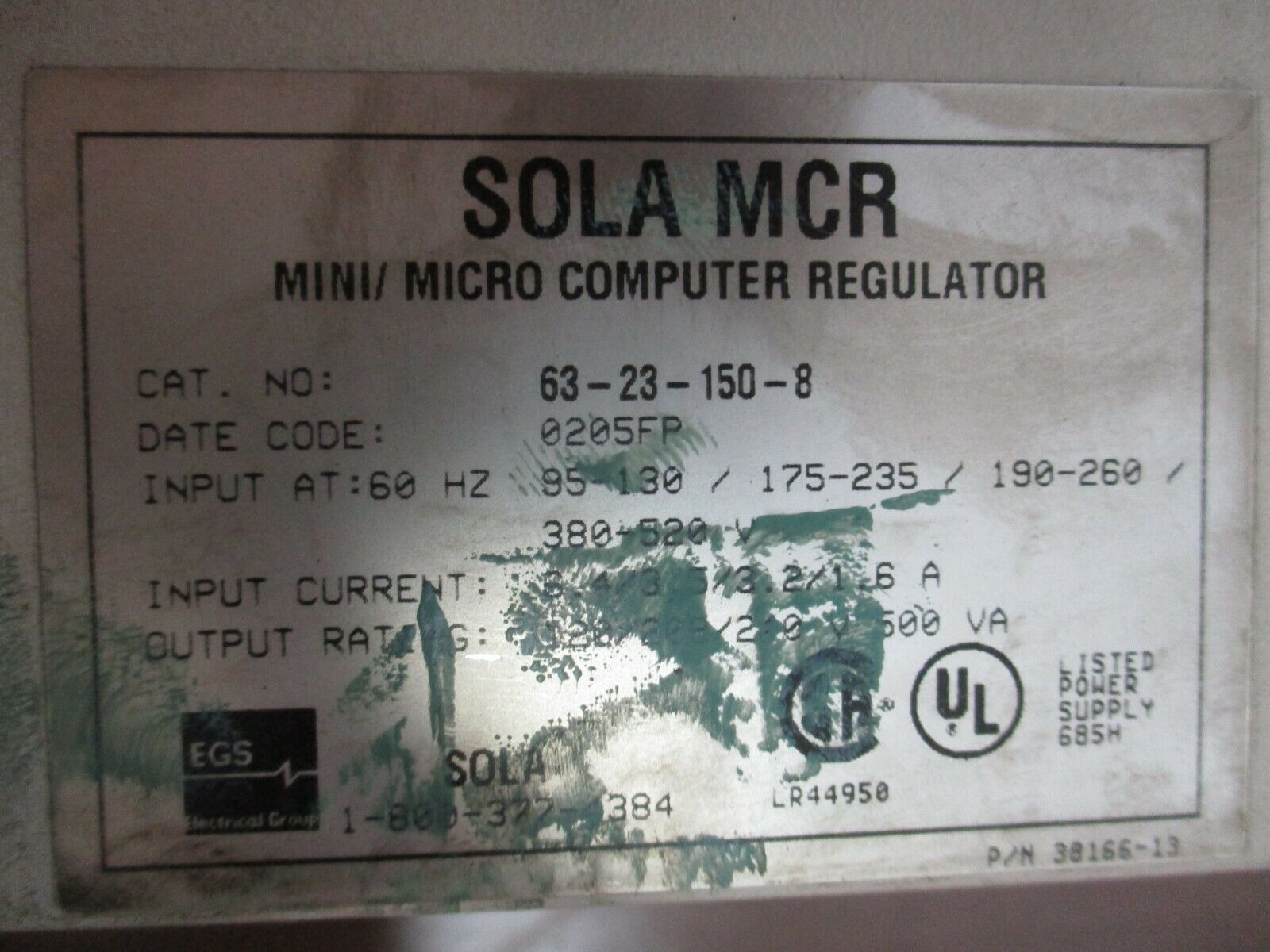 Sola MCR Mini/Micro Computer Regulator 63-23-150-8 500VA Used