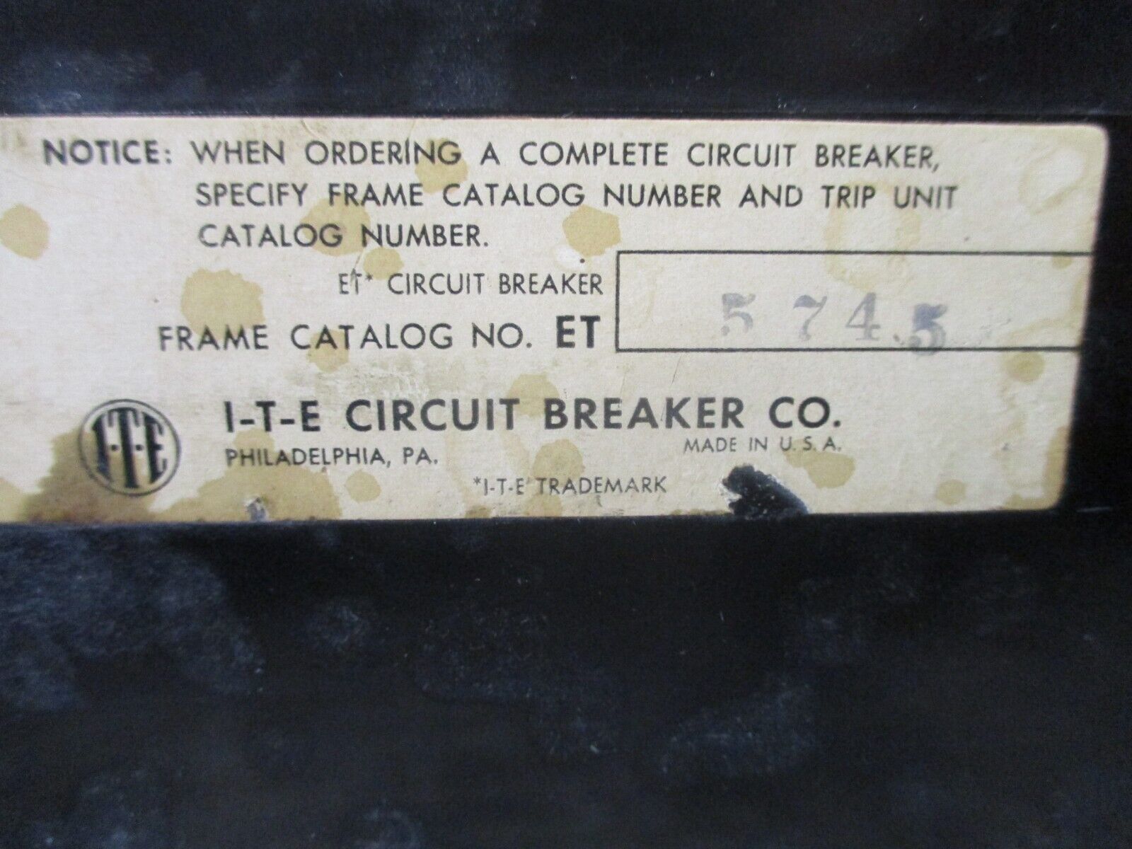 ITE Circuit Breaker JKL2B400 400A 600V 3P Used