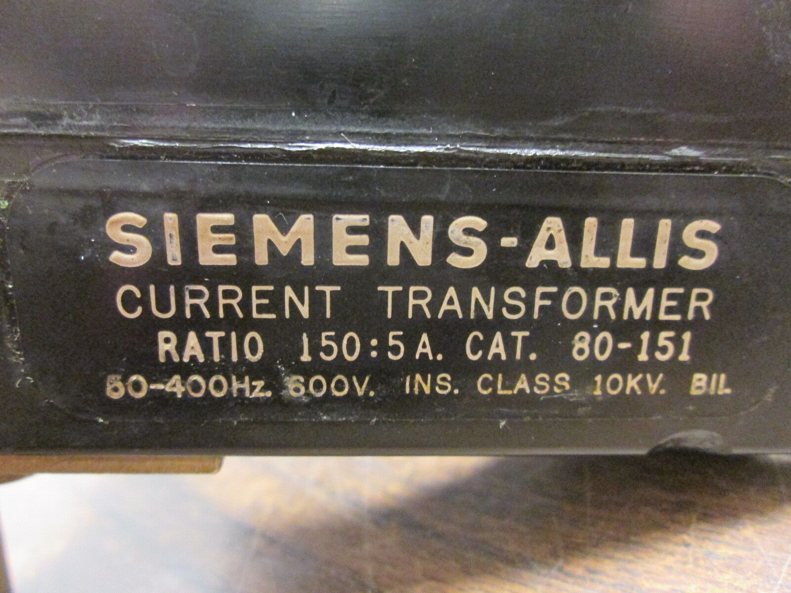 Siemens-Allis Current Transformer 80-151 Ratio 150:5A 600V 50-400Hz 10KV BIL