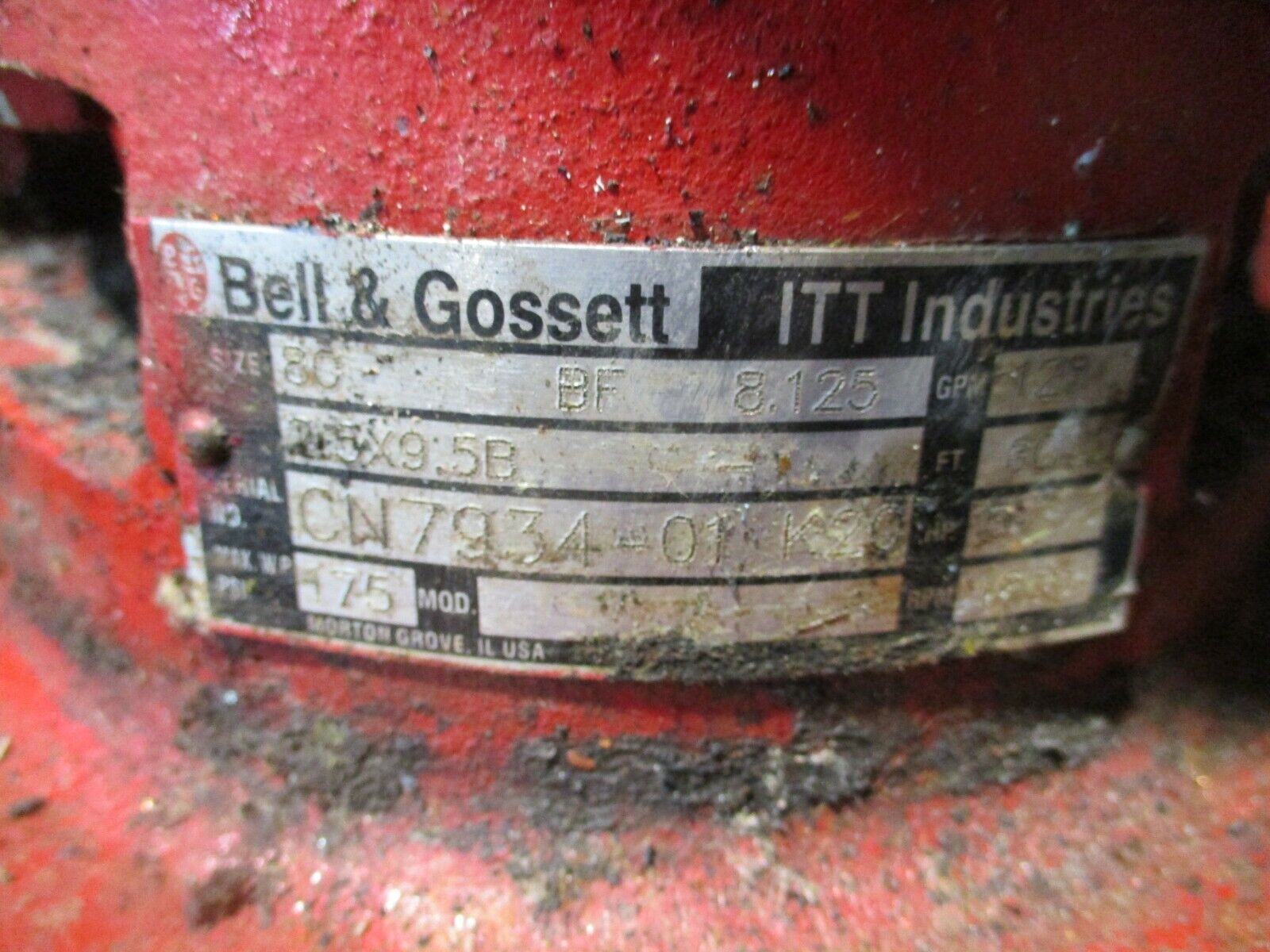 Bell & Gossett Pump 80BF8.125 2.5X9.5B 125GPM 60FT Head 5HP 1800RPM Used