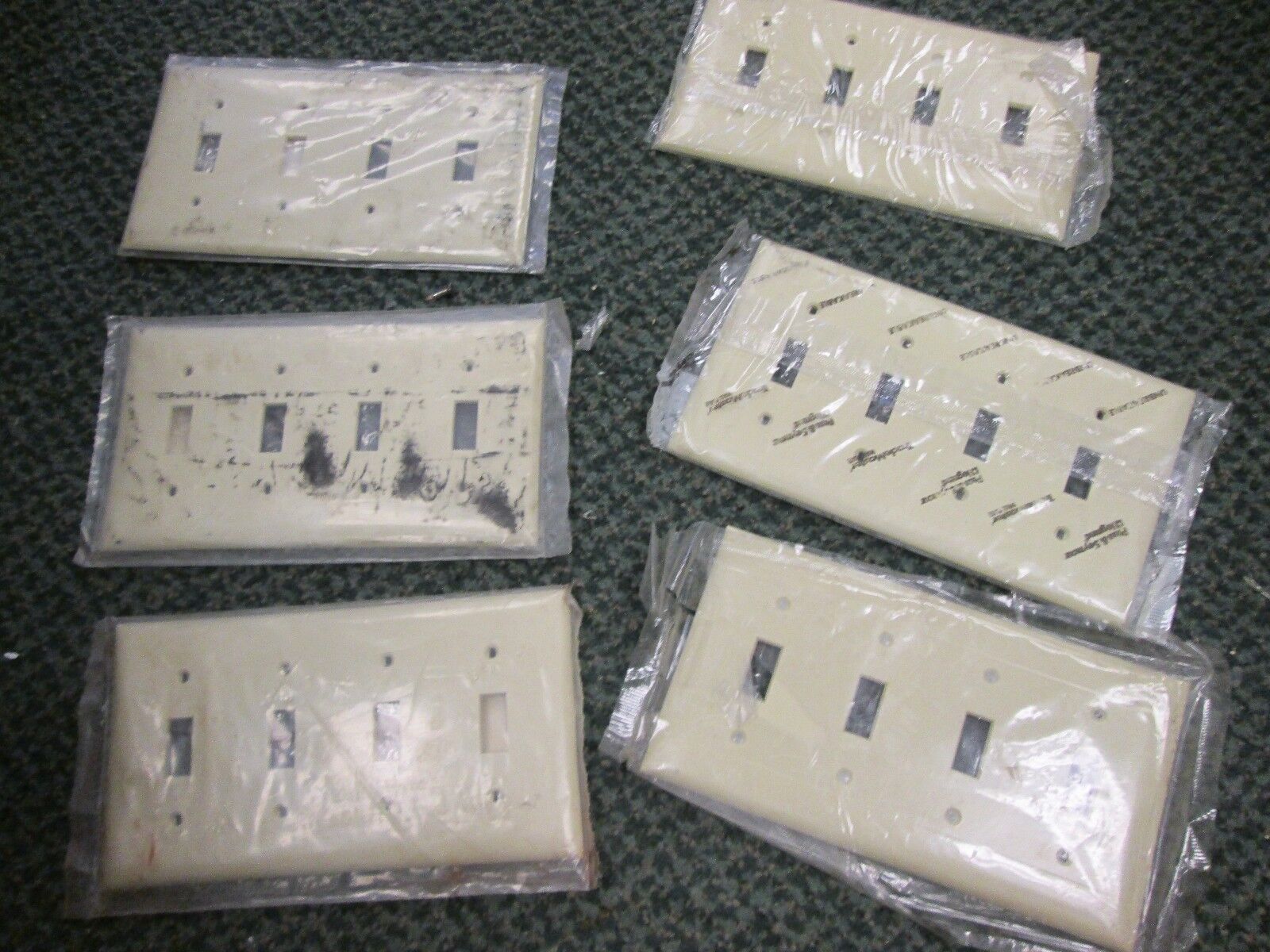 Misc. Brands 4 Gang Switch Cover, Lot of 6,  NEW SURPLUS