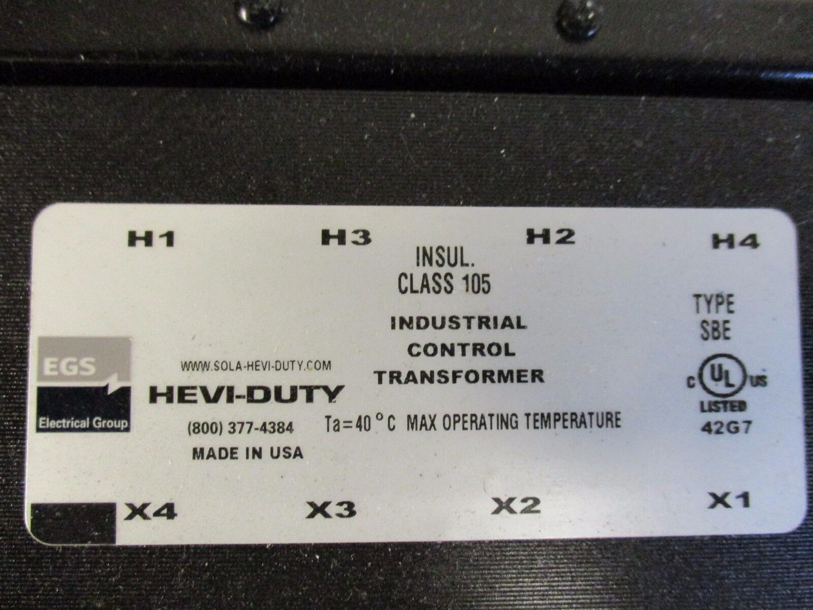 Hevi-Duty Control Transformer E500TF 500/1200VA Pri: 380-600V Sec: 110/115/120V