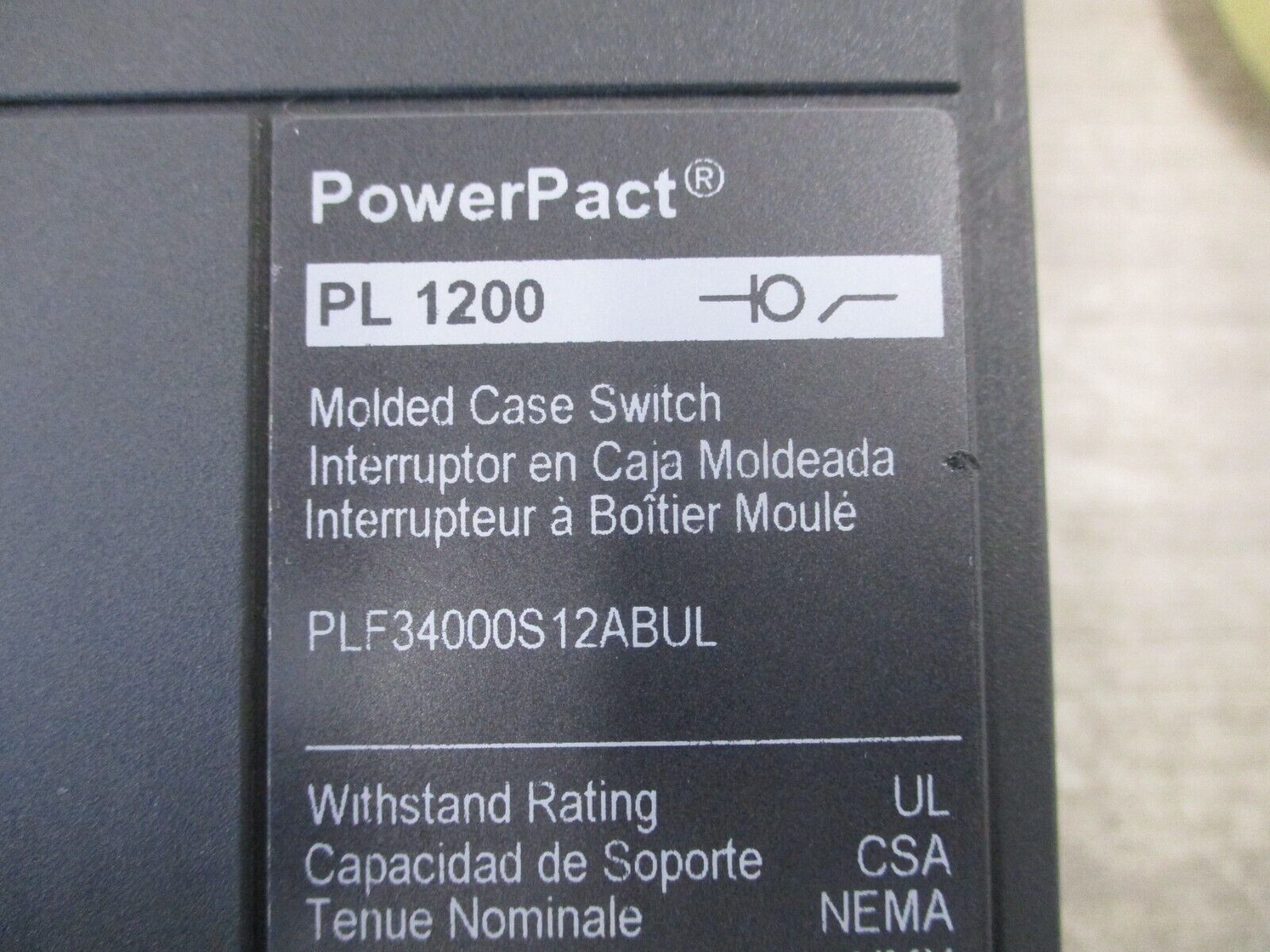 Square D Power Pact Circuit Breaker PL 1200 1200A 480V *No Trip*  Used