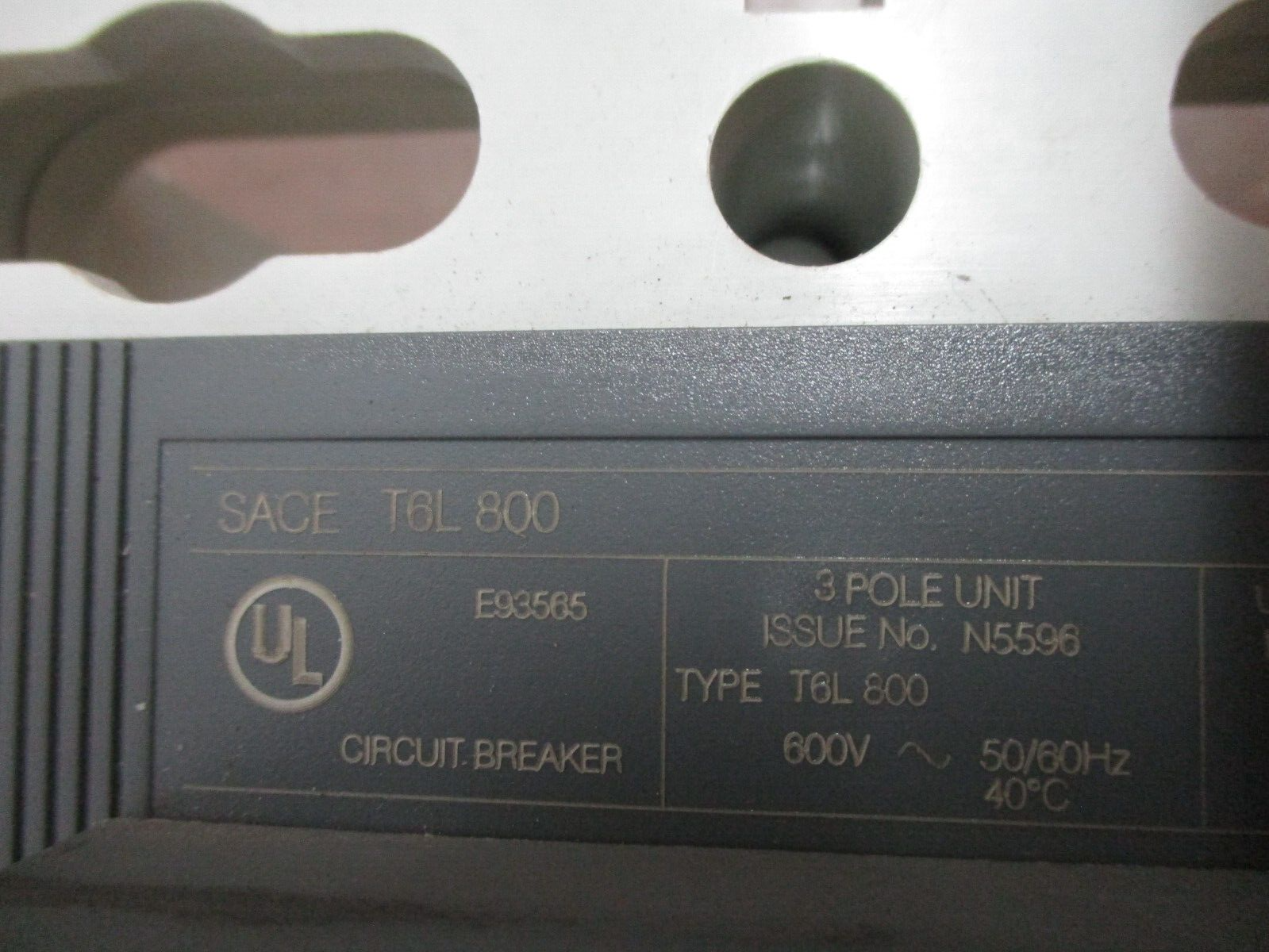 ABB SACE Tmax Breaker Disconnect T6L 800 800A 600V 3P *No Handle* Used