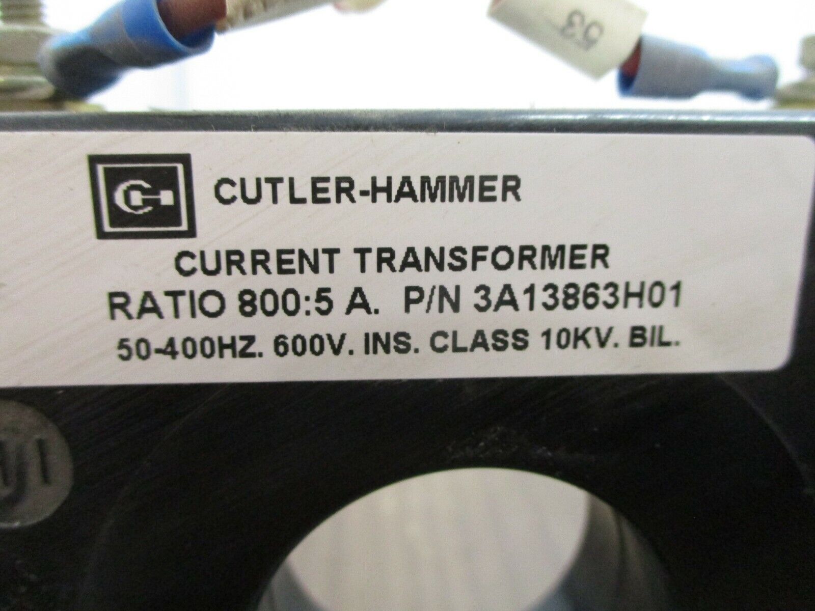 Cutler-Hammer Current Transformer 3A13863H01 Ratio 800:5A 600V 50/400Hz Used