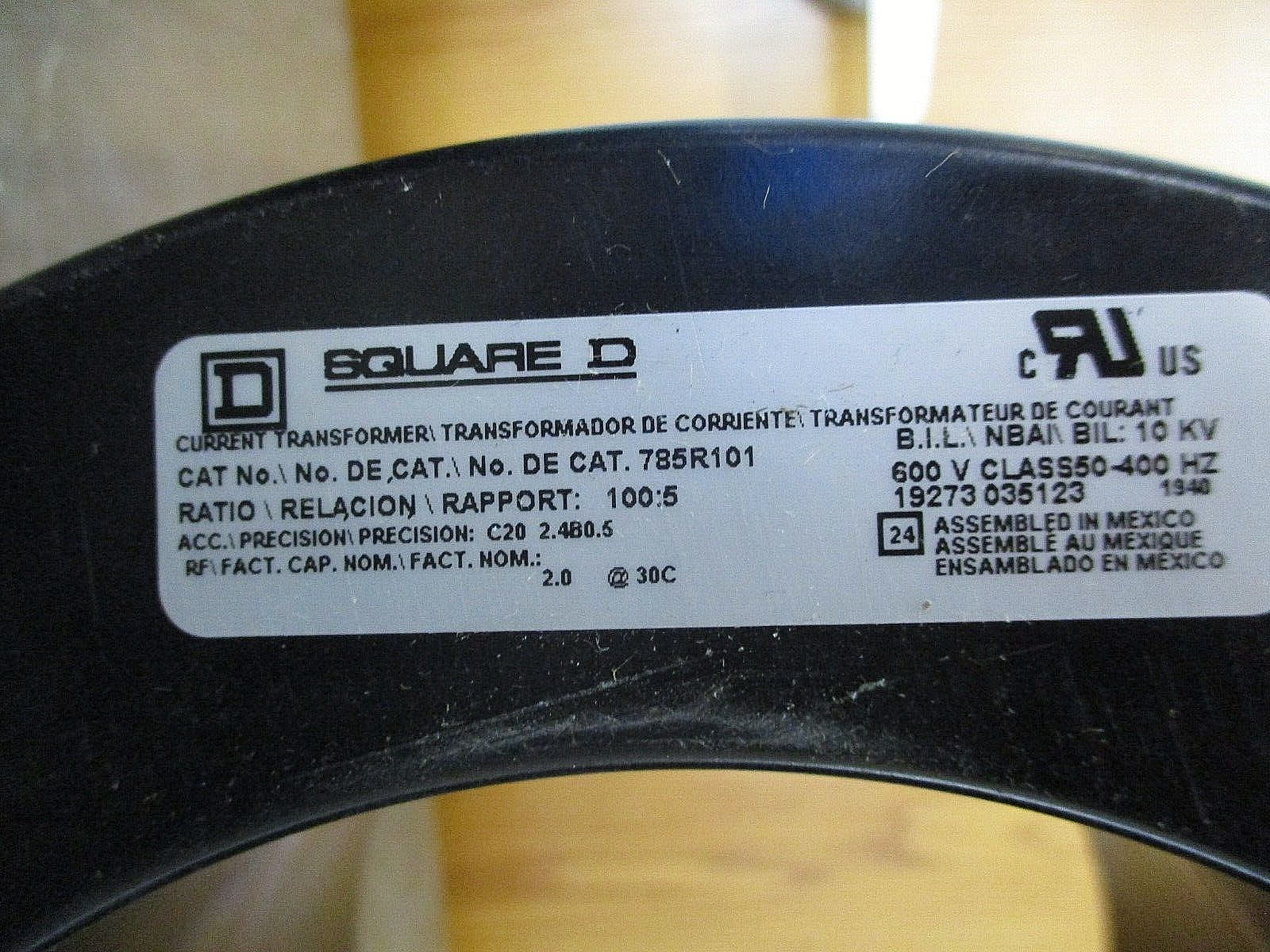 Square D Current Transformer 785R101 Ratio 100:5A New Surplus