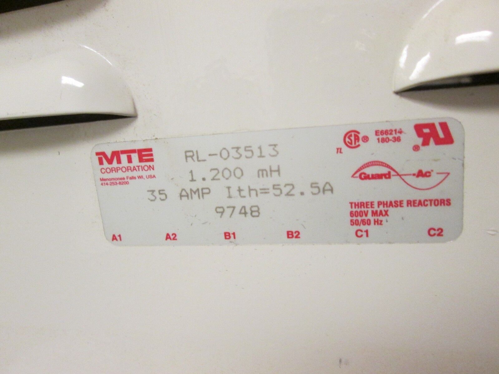 MTE  3 Phase Reactor  PL-03513  35A  600V  Used