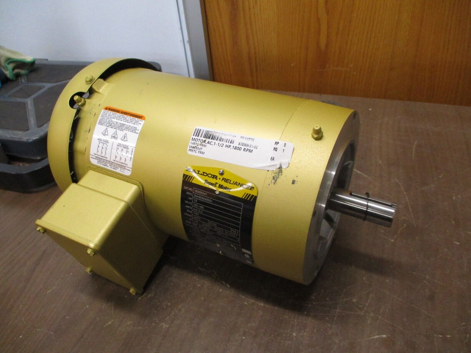 Baldor Motor VEM3554T 1.5HP 230/460V 4.4/2.2A 1800RPM 3Ph 60Hz New Surplus