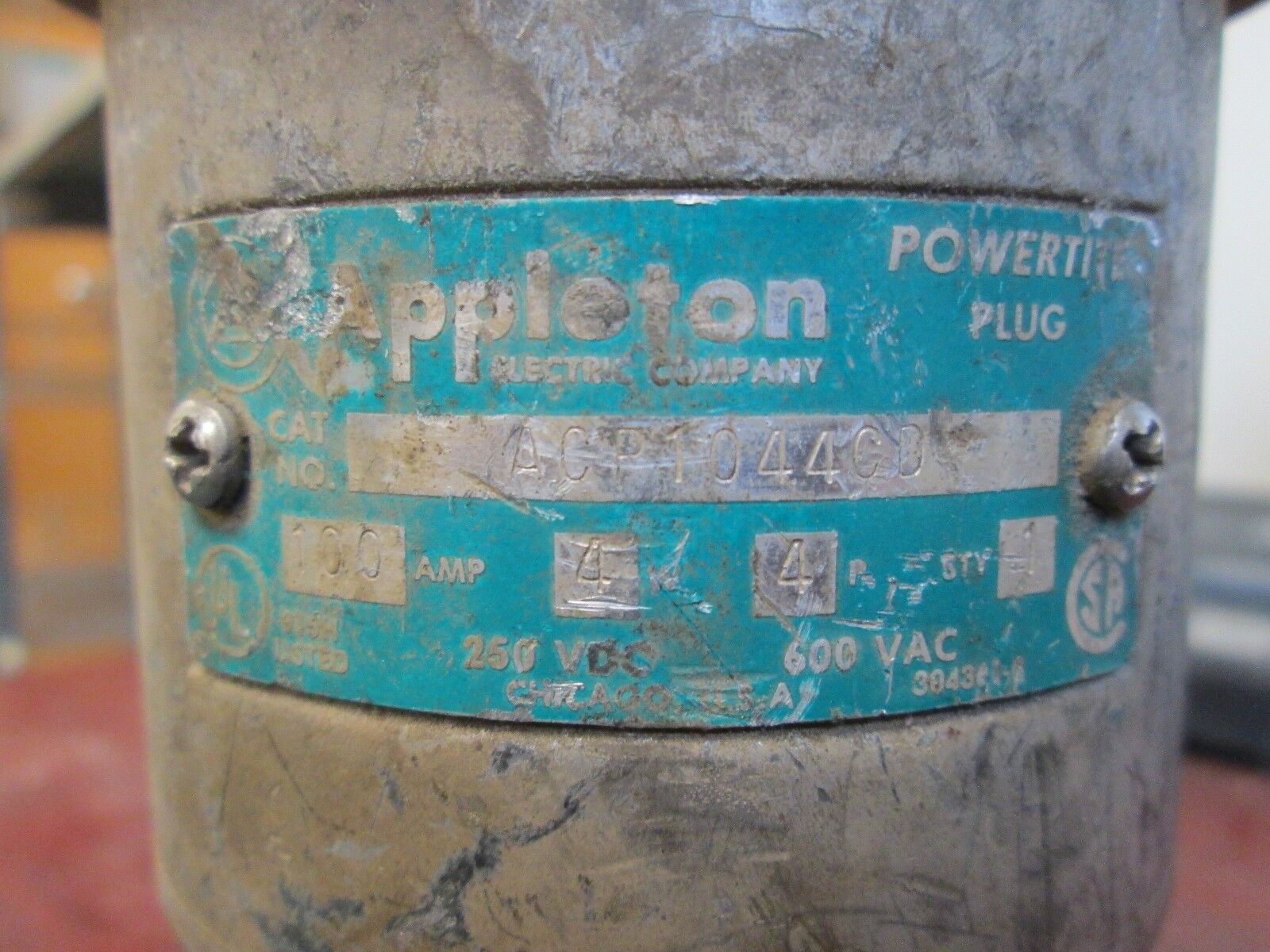 Appleton Plug ACT1044CD 100A 600V 4W 4P Used