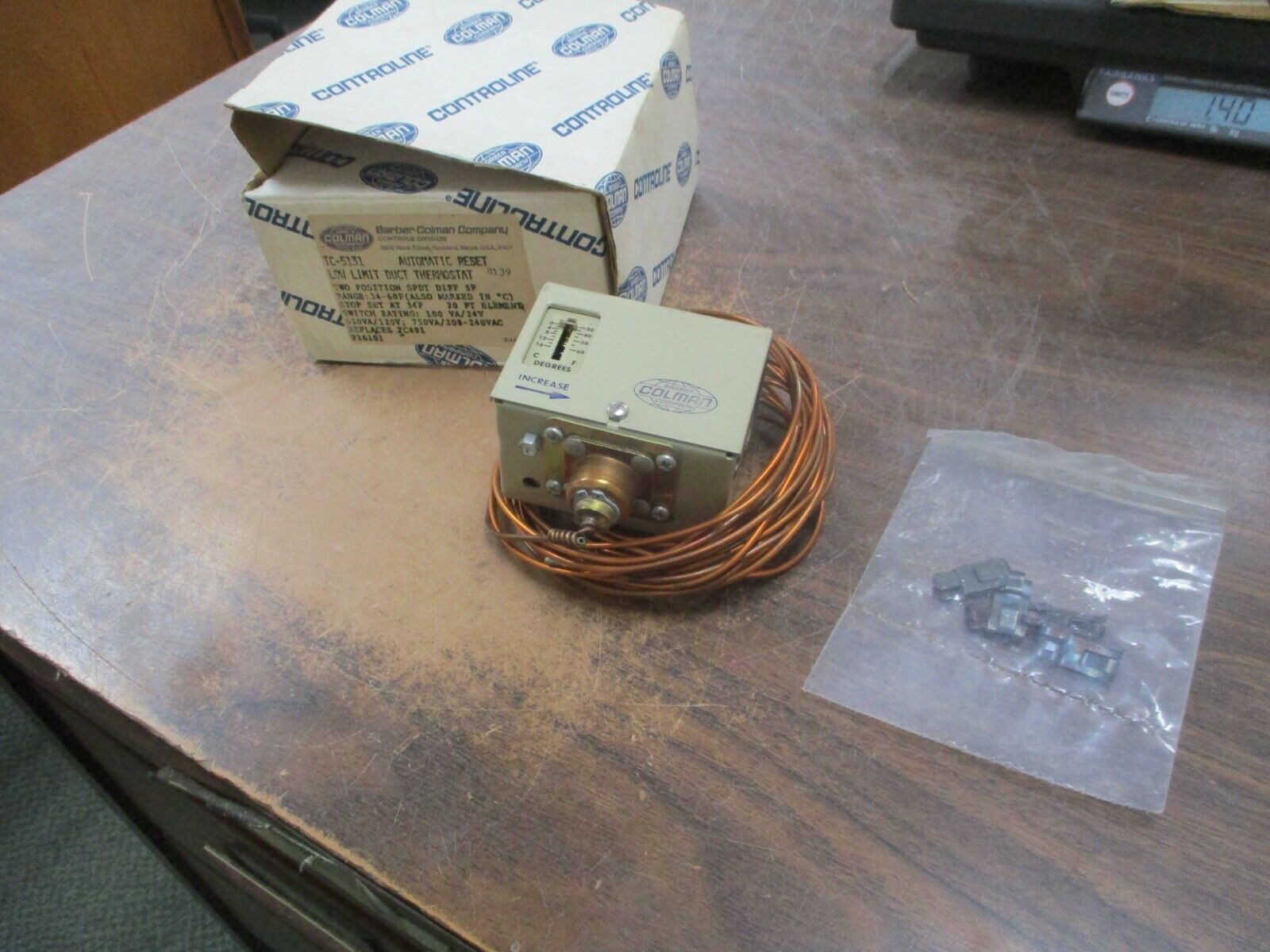 Barber-Colman Low Limit Duct Thermostat TC-5131 Range: 34-60°F New Surplus