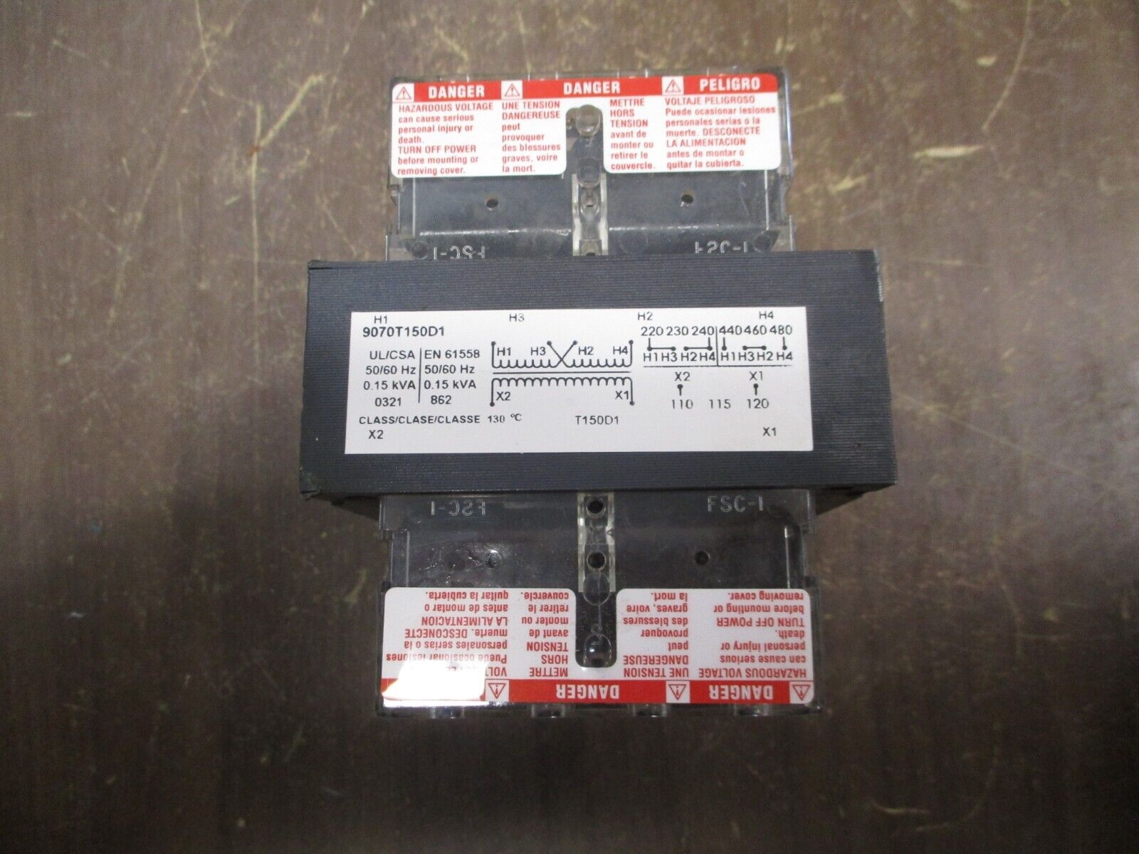 Square D Control Transformer 9070T150D1 0.15kVA Pri: 240/480V Sec: 120V 50/60Hz