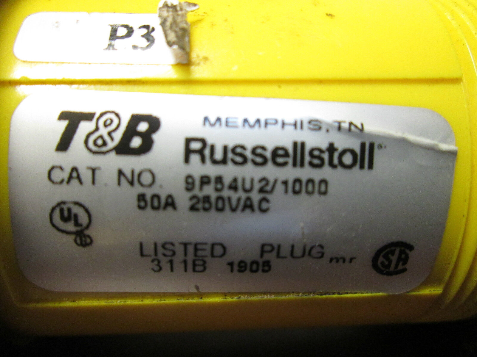 Russellstoll Plug 9P54U2/1000 50A 250VAC 4W Used