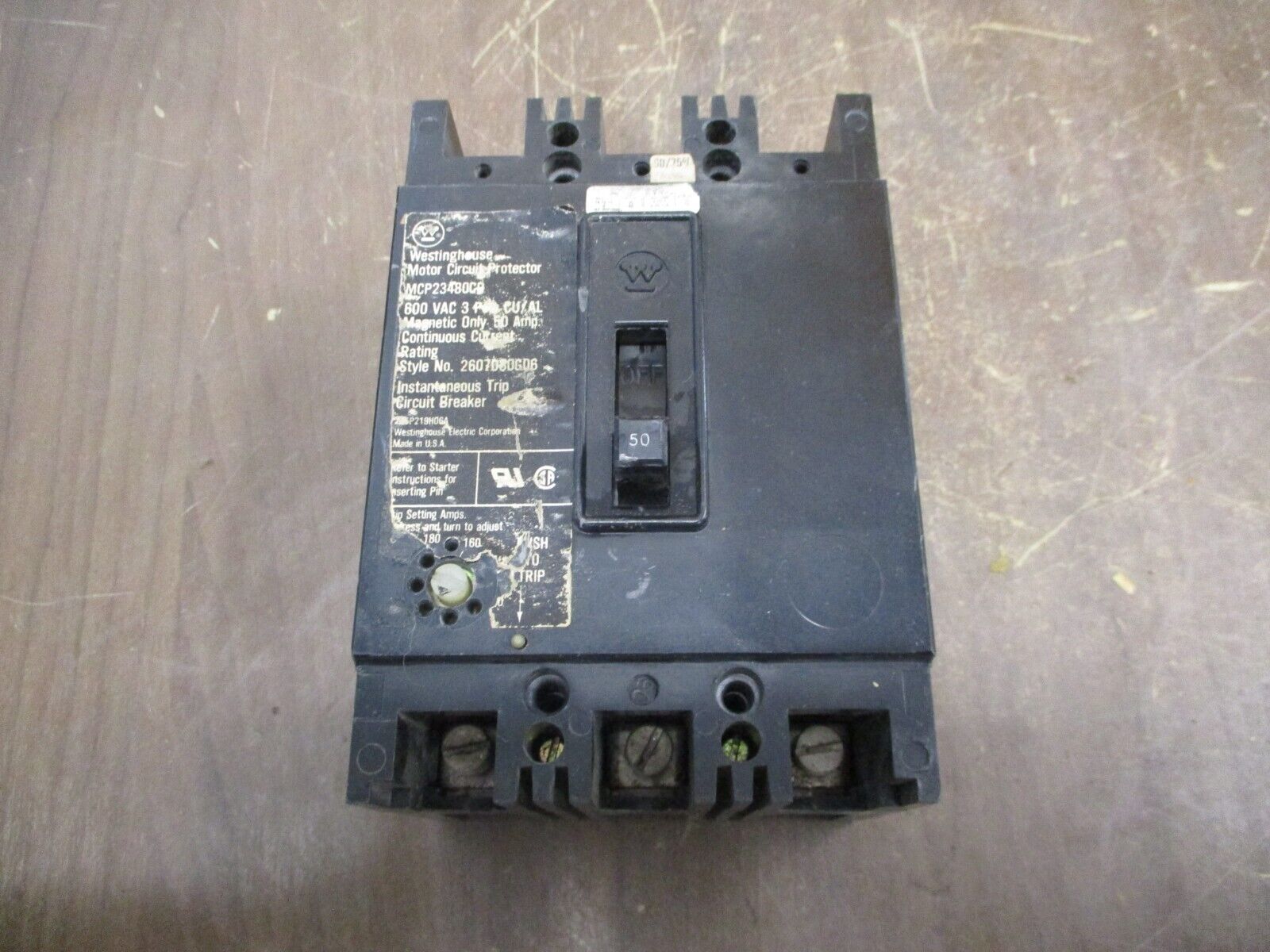 Westinghouse Manual Motor Protector MCP23480CR Trip: 160-480A 600V 3P Used