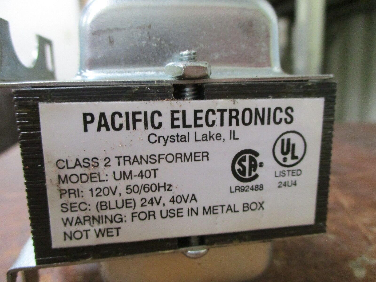 Pacific Transformer UM-40T Pri: 120V Sec: 24V 40VA Used