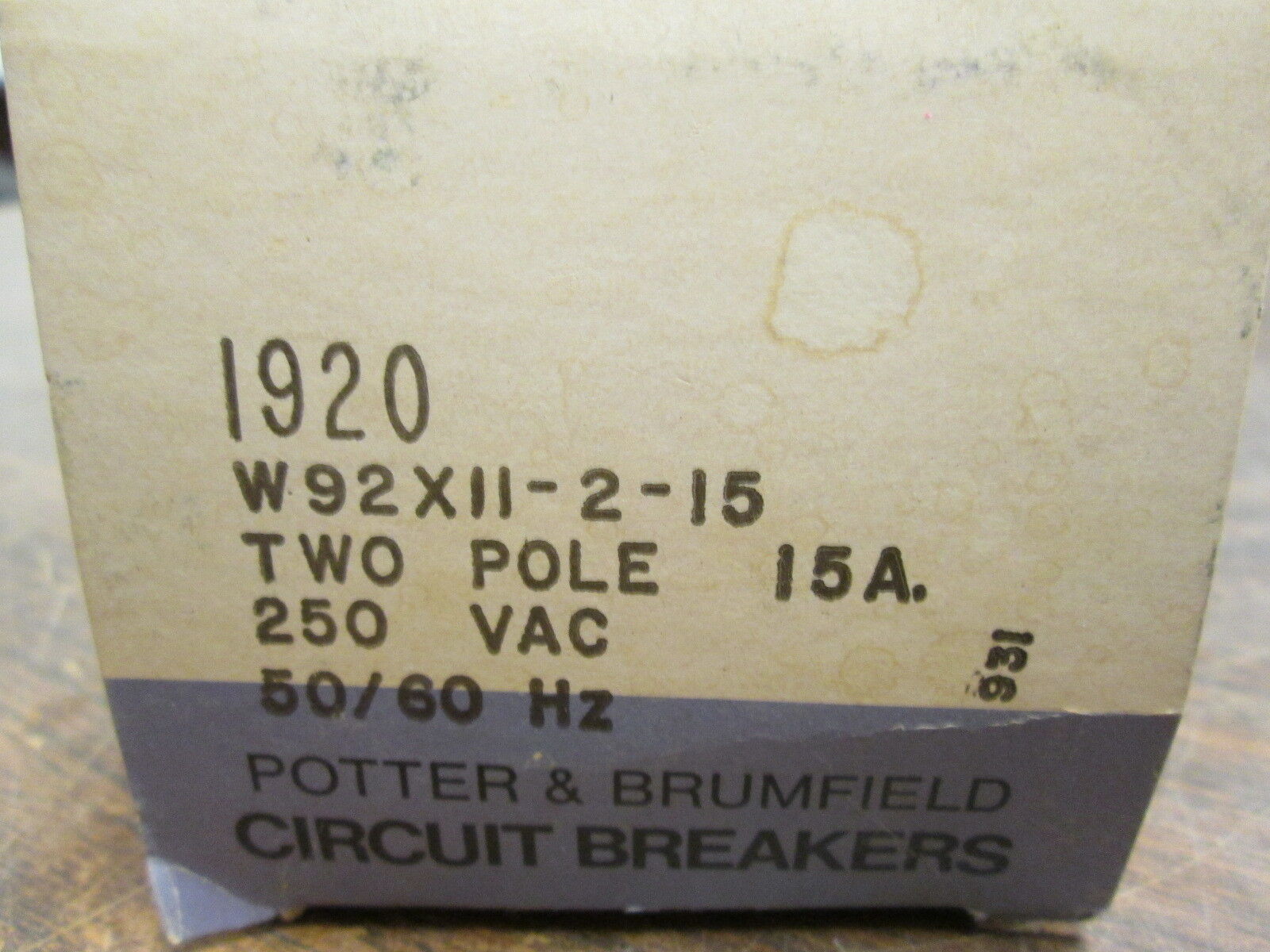 Potter & Brumfield Circuit Breaker W92X11-2-15 15A 2P 250V New Surplus