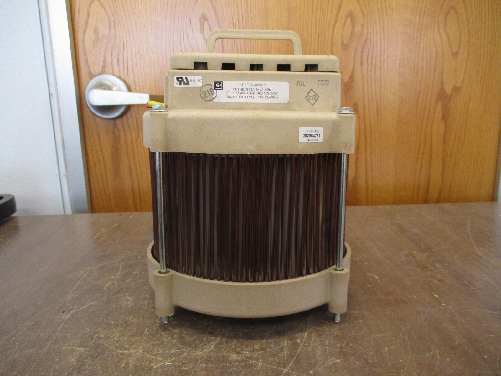 Cutler-Hammer Power Transformer 114B738G32 5kVA Pri: 480V Sec: 120/240V 60Hz