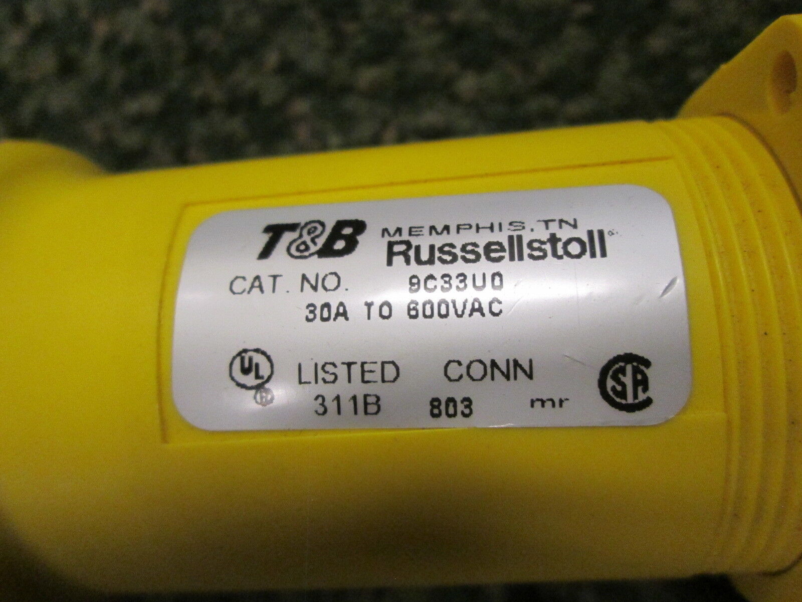 Russellstoll Connector 9C33U0 30A 600V Used