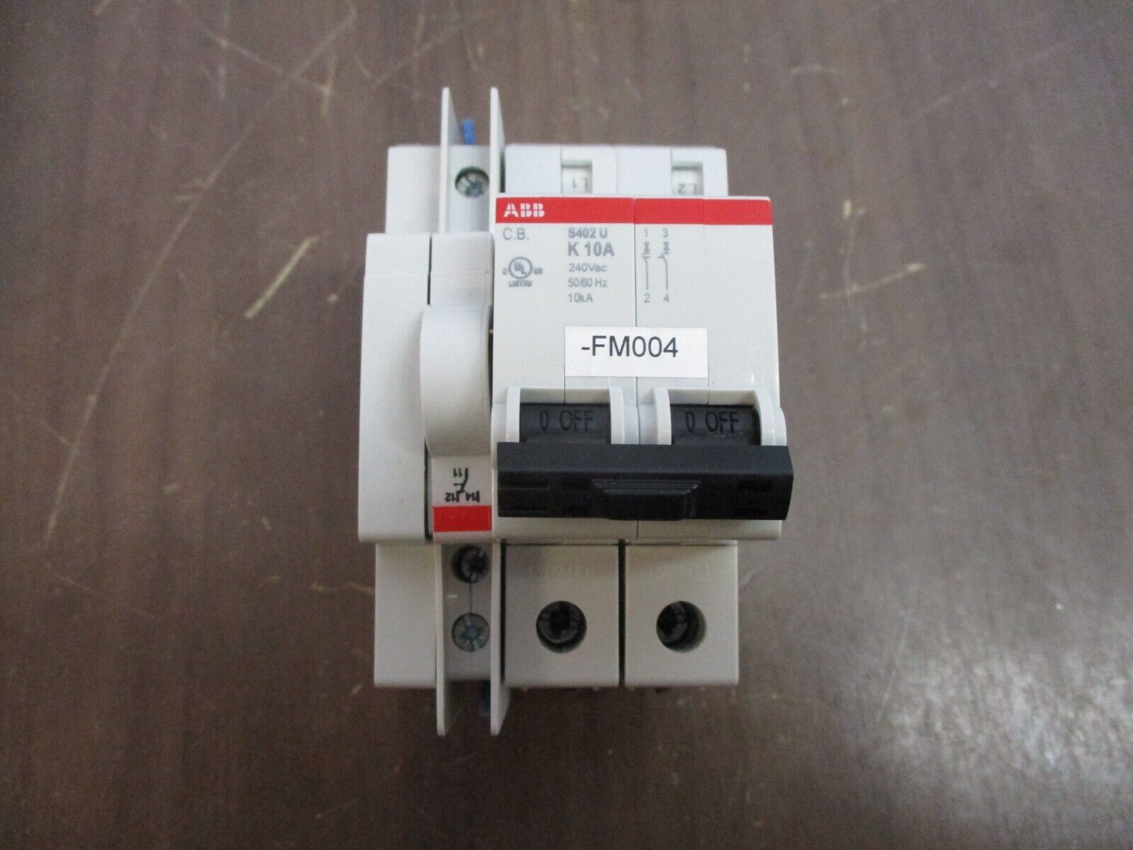 ABB Circuit Breaker S402 U K10A 10A 240V 2P w/ Aux Used