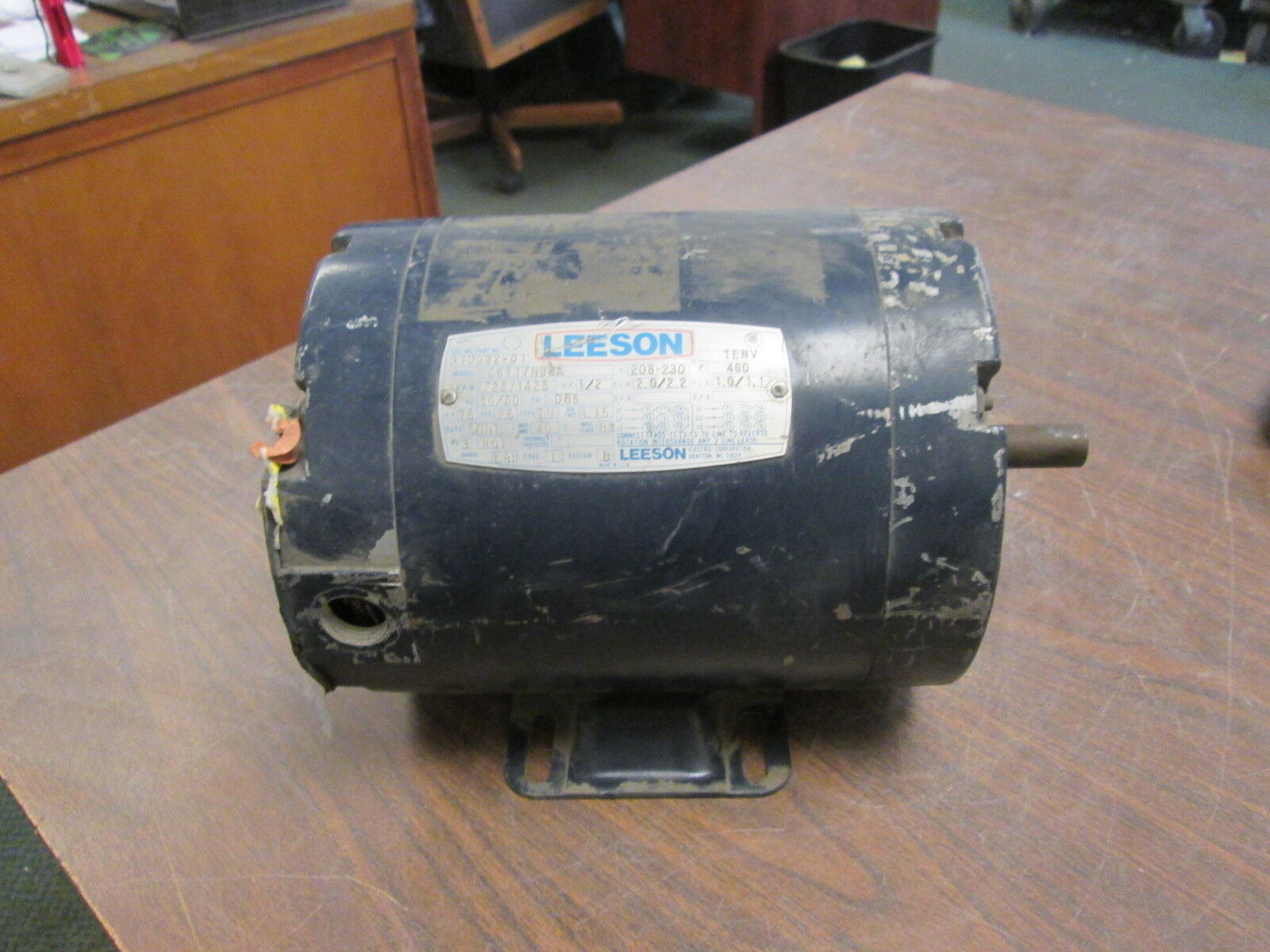 Leeson C6T17NB3A AC Motor 110032-01 ½HP 1725/1425RPM FR:D56 ENCL:TENV Used