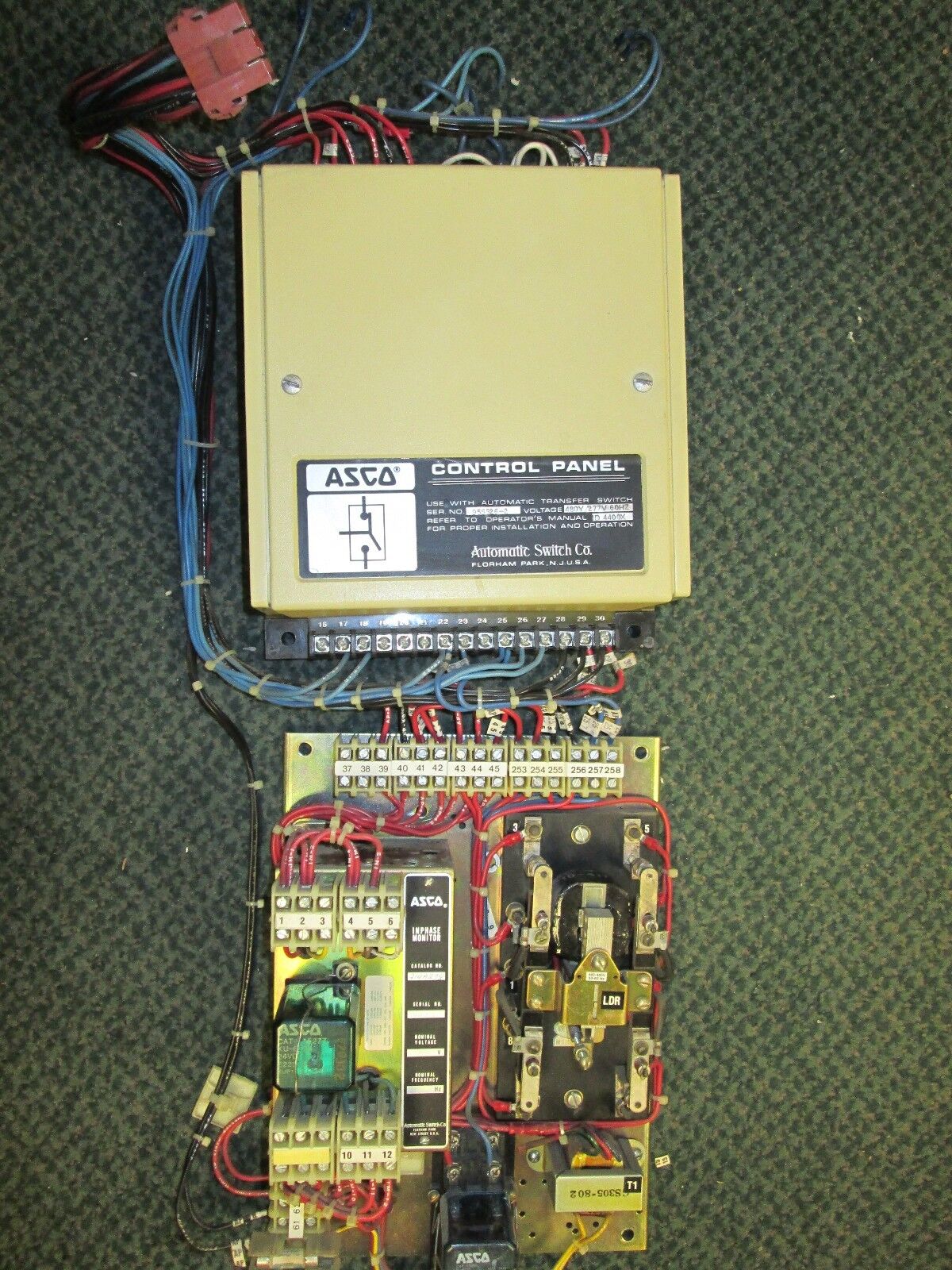 ASCO Control Panel with In Phase Relay 214A298 480Y/277V Used