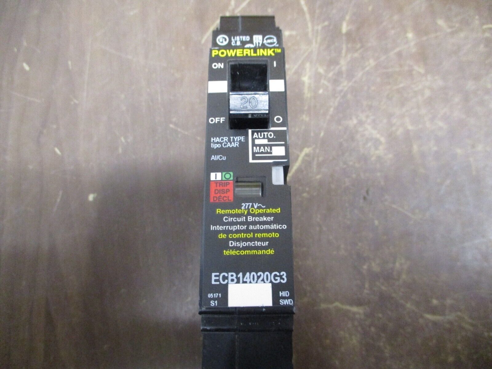 Square D Powerlink Circuit Breaker ECB14020G3 20A 277V 1P *No Screw* Used