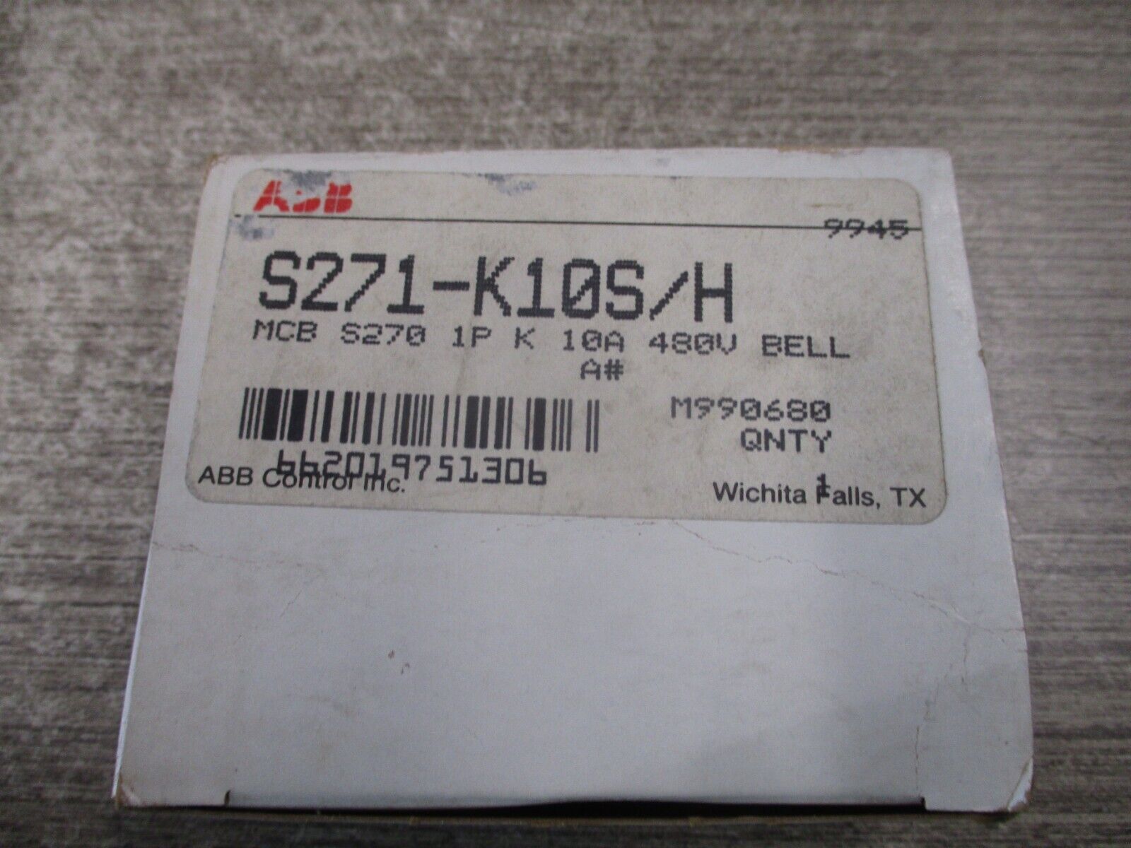 ABB Circuit Breaker S271-K10S/H 10A 480V 1P New Surplus