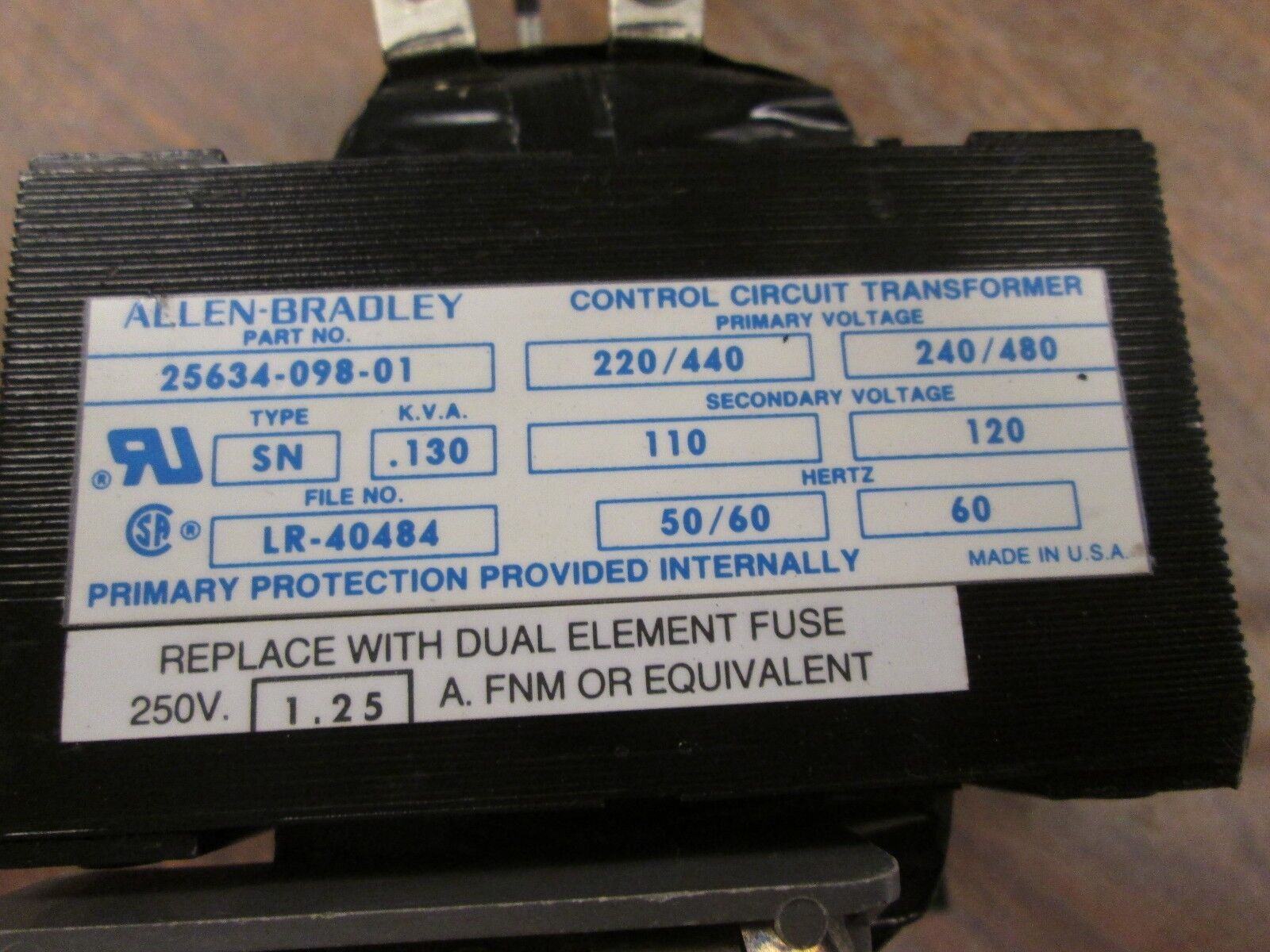 Allen-Bradley Control Circuit Transformer 60Hz 0.130KVA Used