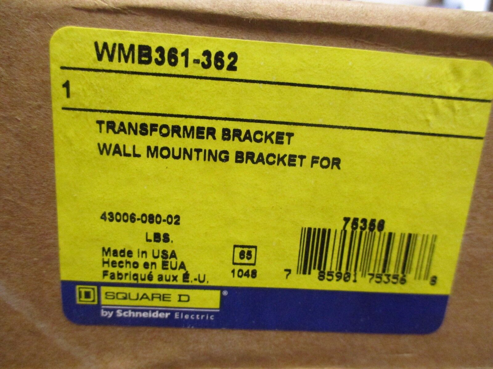 Square D Transformer Bracket WMB361-362 New Surplus