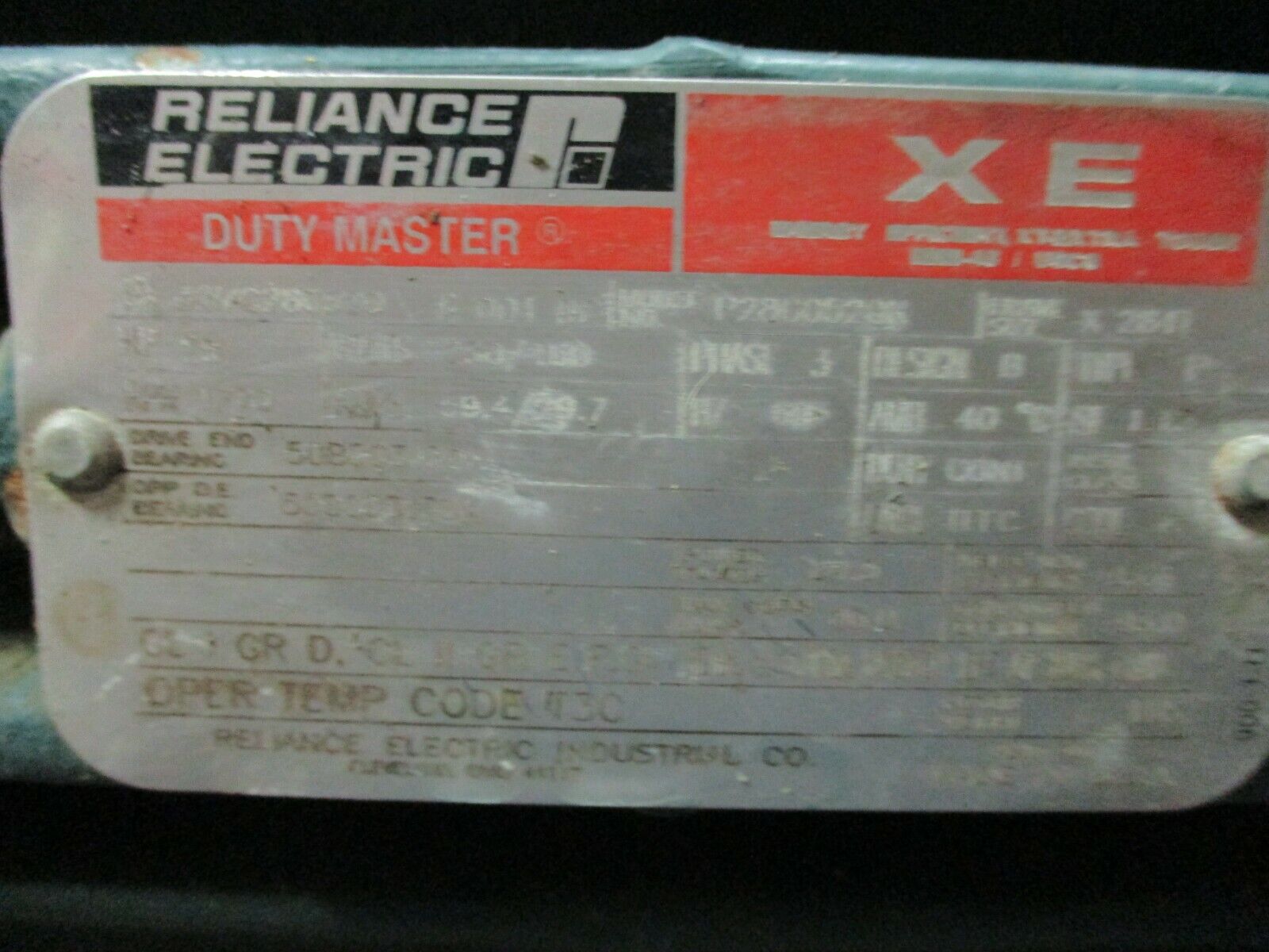 Reliance Duty Master XE Hazardous Location AC Motor P28G0520K 25HP 1800RPM Used