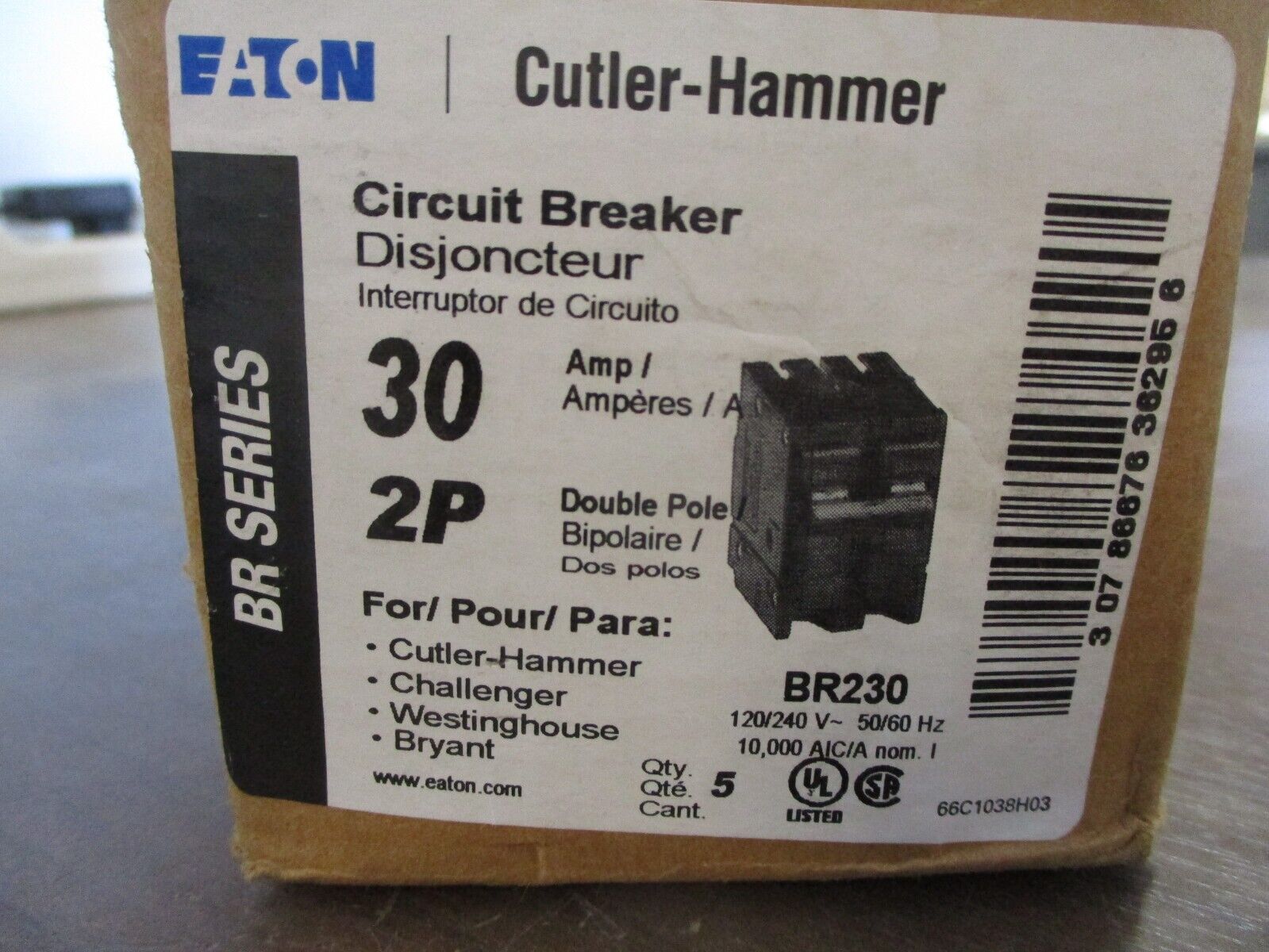 Eaton Cutler-Hammer BR Circuit Breaker BR230 30A 120/240V 2P *Box of 5*