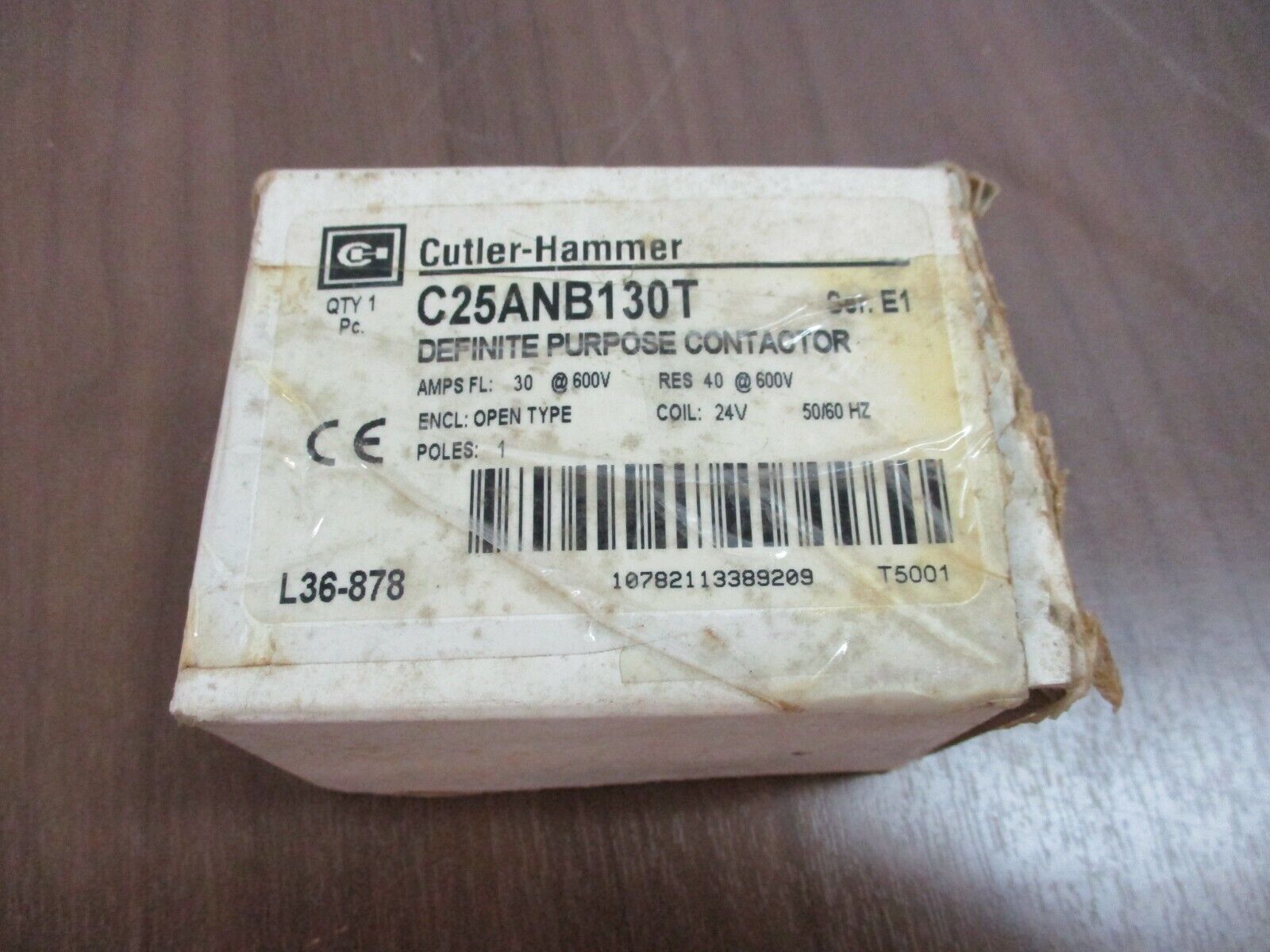 Cutler-Hammer, Definite Purpose Contactor, C25ANB130T, 24V Coil, 30A, 600V