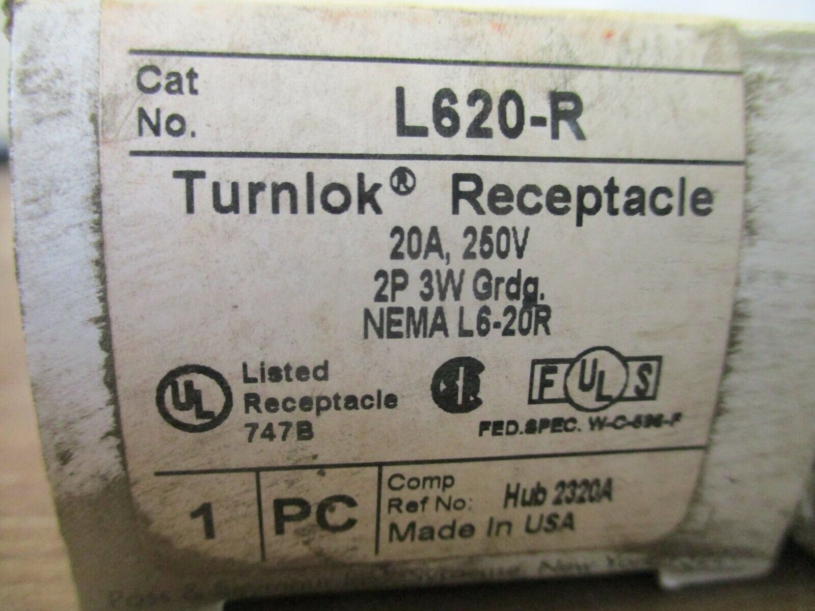 Pass & Seymour Legrand Turnlok Receptacle L620-R 20A 250V *Lot of 2* New Surplus