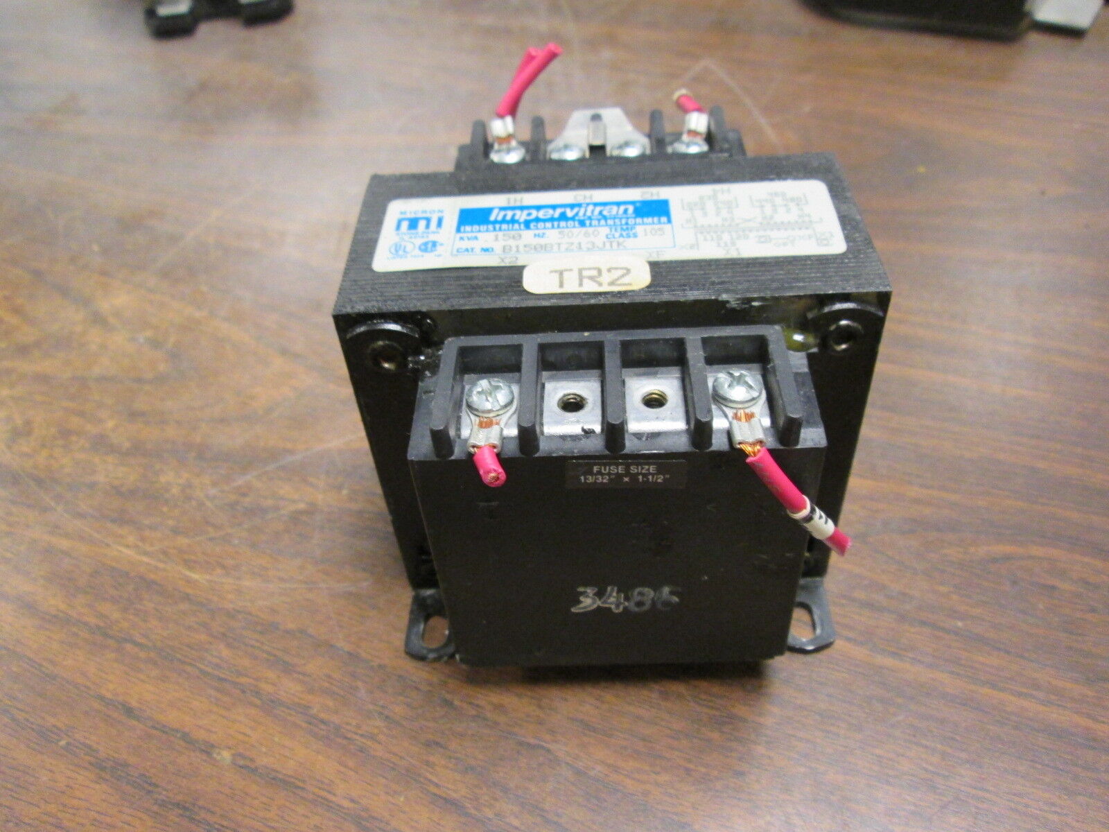 Micron Impervitron Control Transformer B150BTZ13JTK 0.150kVA Pri:240/480V Used