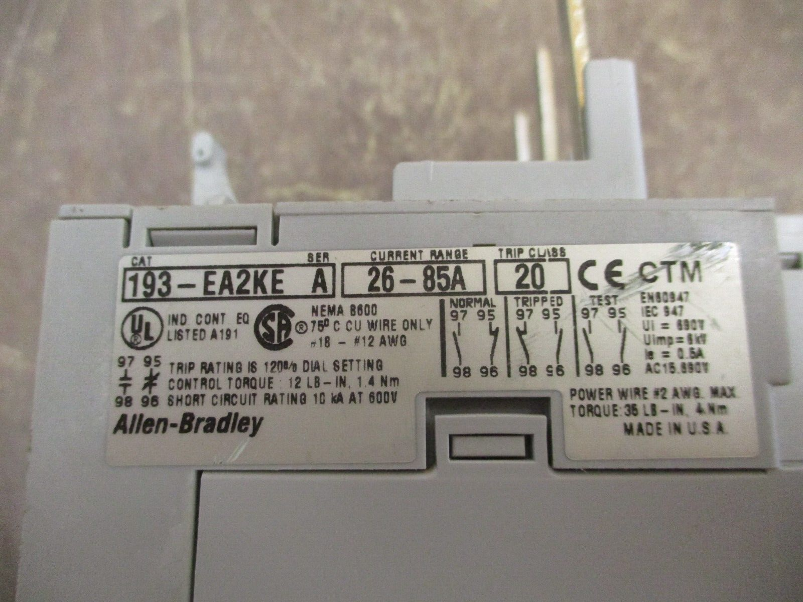 Allen-Bradley Solid State Overload 193-EA2KE Ser. A Trip: 26-85A Used